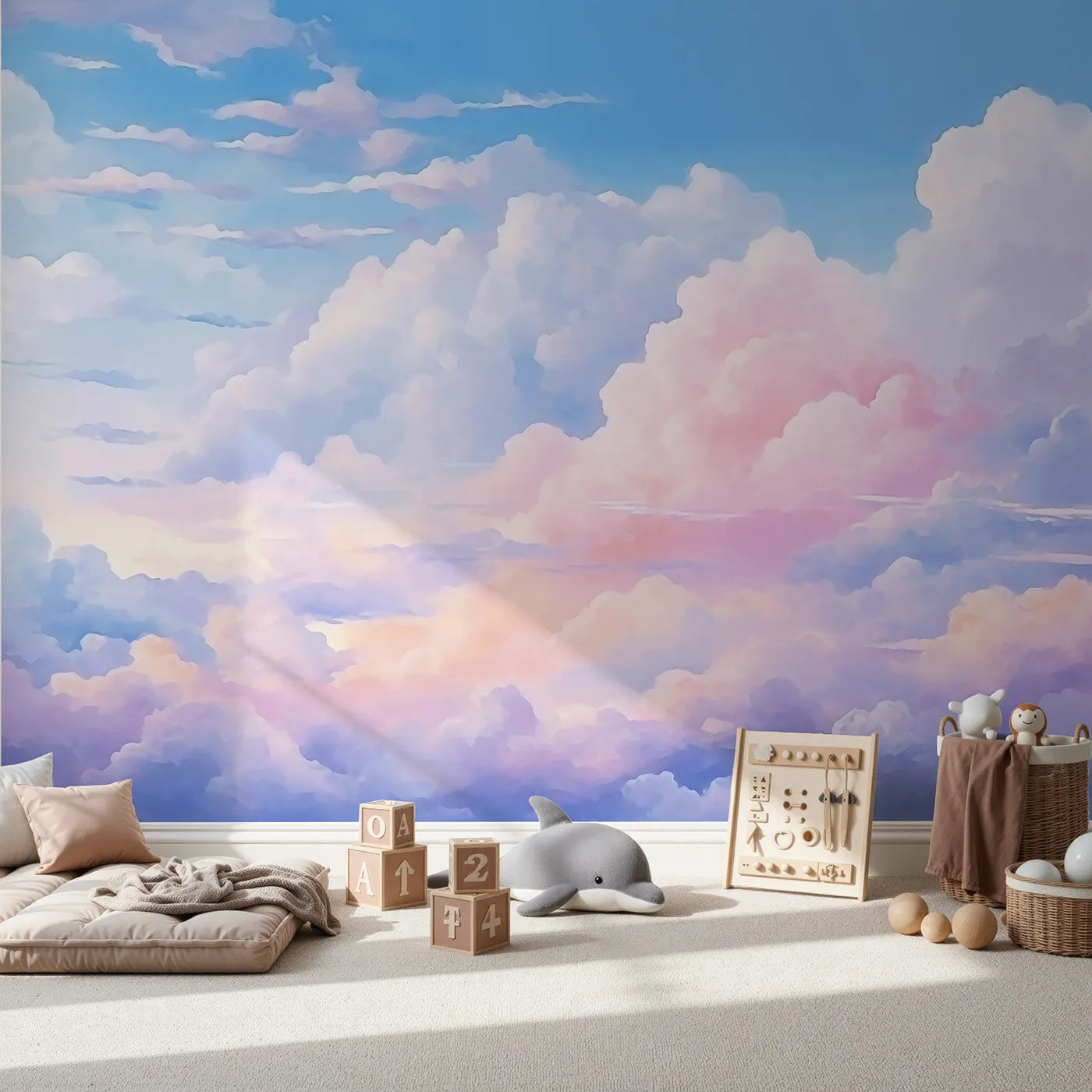 Front view of Whimsy Tots' Anime Sky Wall Mural