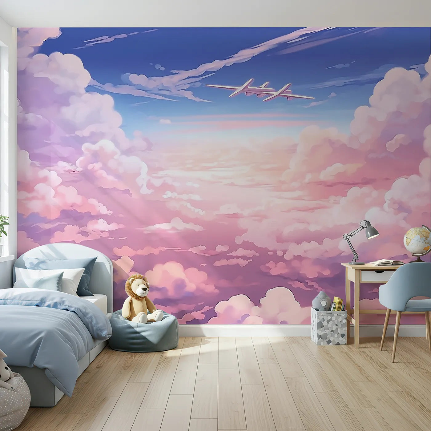 Front view of Whimsy Tots' Anime Sky High Wall Mural