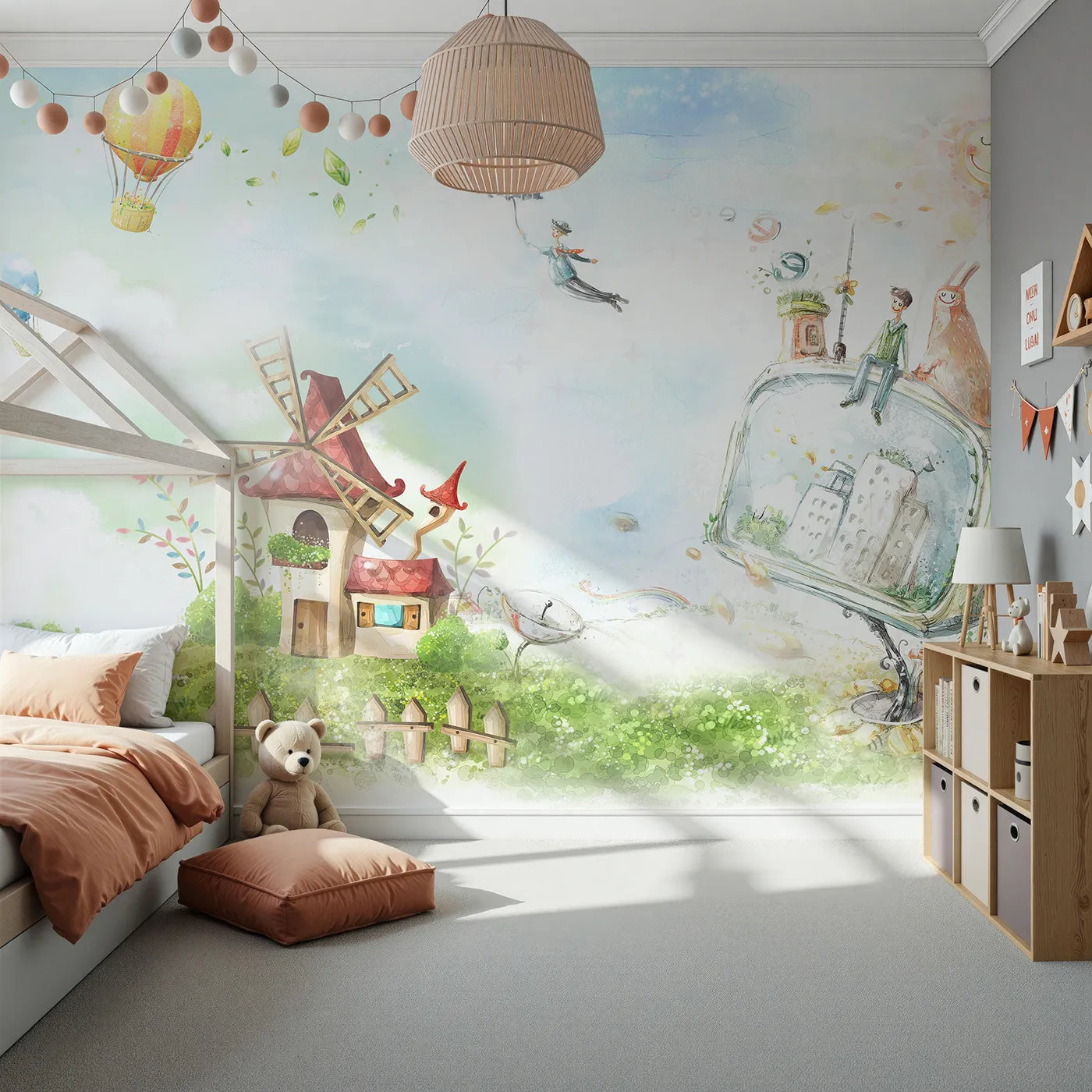 Front view of Whimsy Tots' Worlds of Imagination Wall Mural