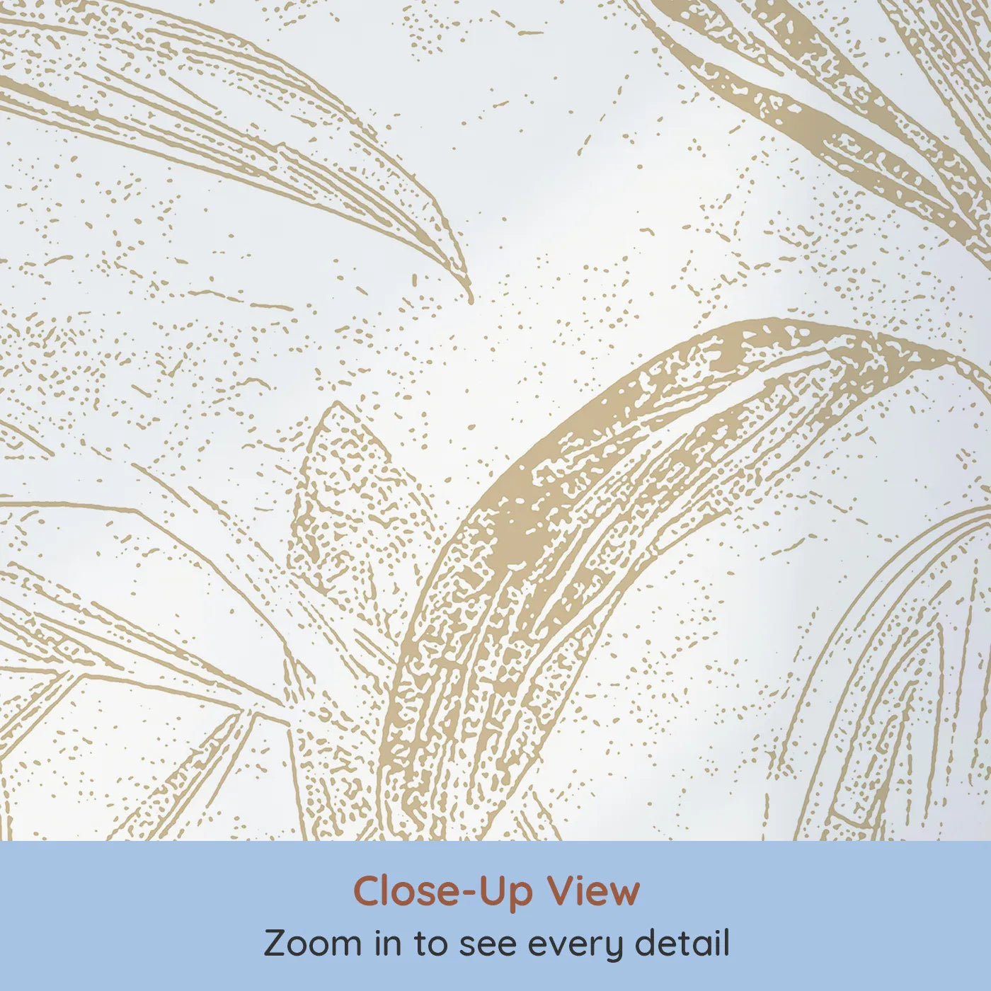 Close-up view of Whimsy Tots' Golden Bamboo Line Art Wall Mural (Turn Their Room into a Chic and Sunny Garden).Gender-Neutral