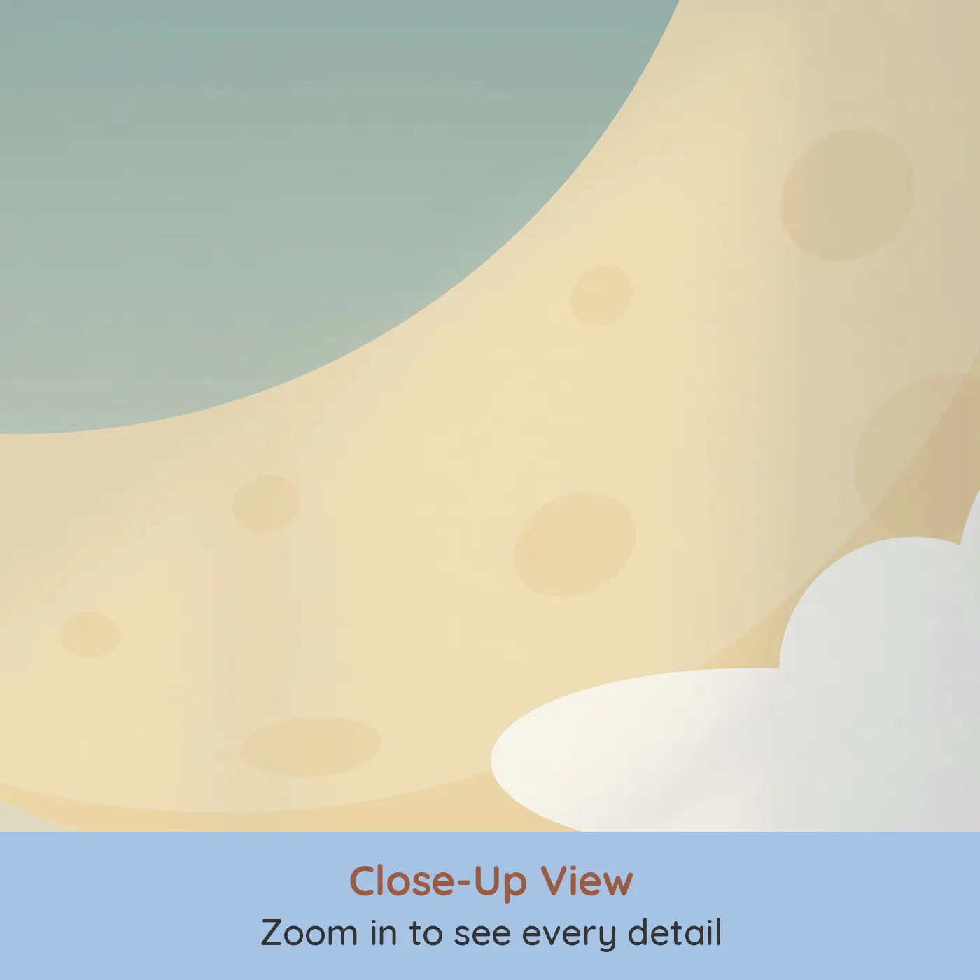 Close-up view of Whimsy Tots' Night Sky Wall Mural (Turn Their Room into a Gentle, Starry Dreamscape).Gender-Neutral