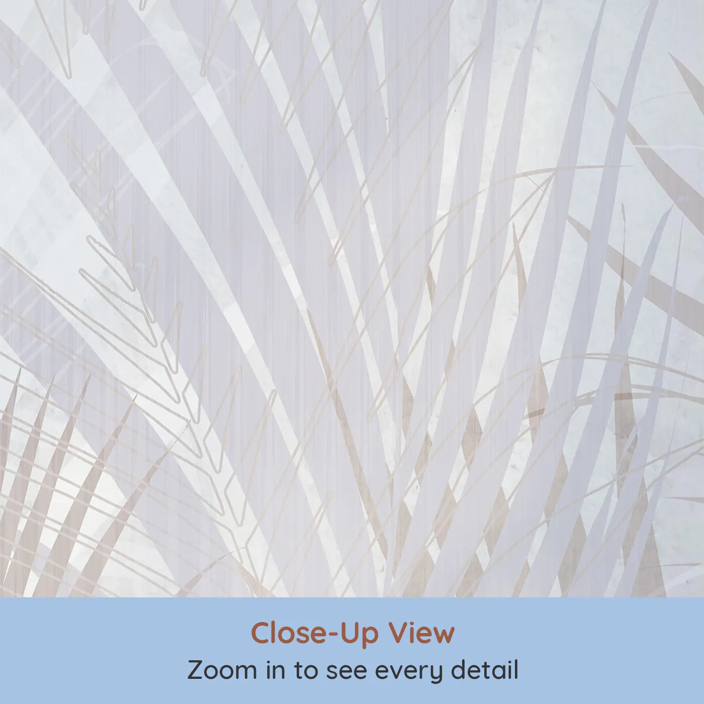 Close-up view of Whimsy Tots' Pastel Palm Leaves Wall Mural (Turn Their Room into a Soft and Dreamy Tropical Escape).Gender-Neutral