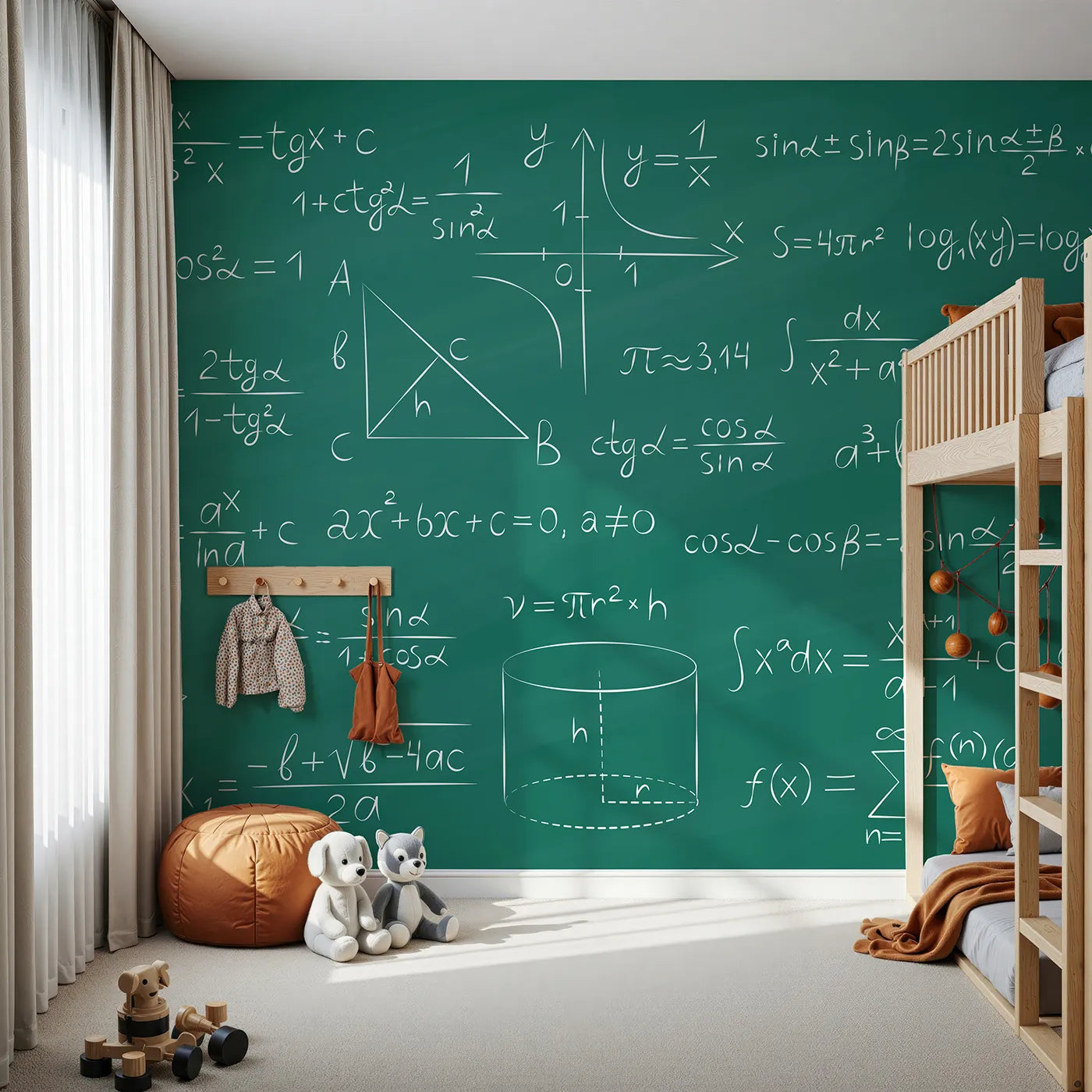 Front view of Whimsy Tots' Trigonometry Chalkboard Wall Mural