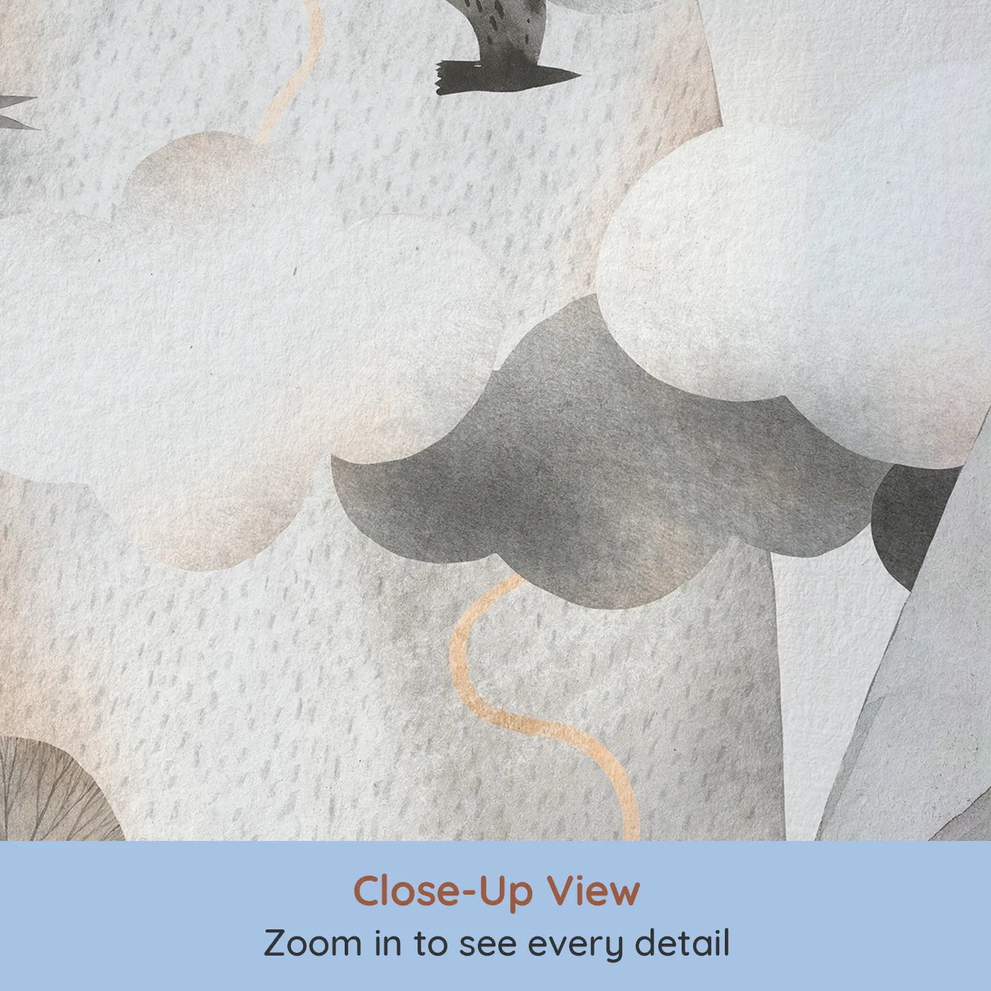 Close-up view of Whimsy Tots' Golden Mountain Castle Wall Mural (Turn Their Room into a Whimsical, Hand-Painted Kingdom).Gender-Neutral