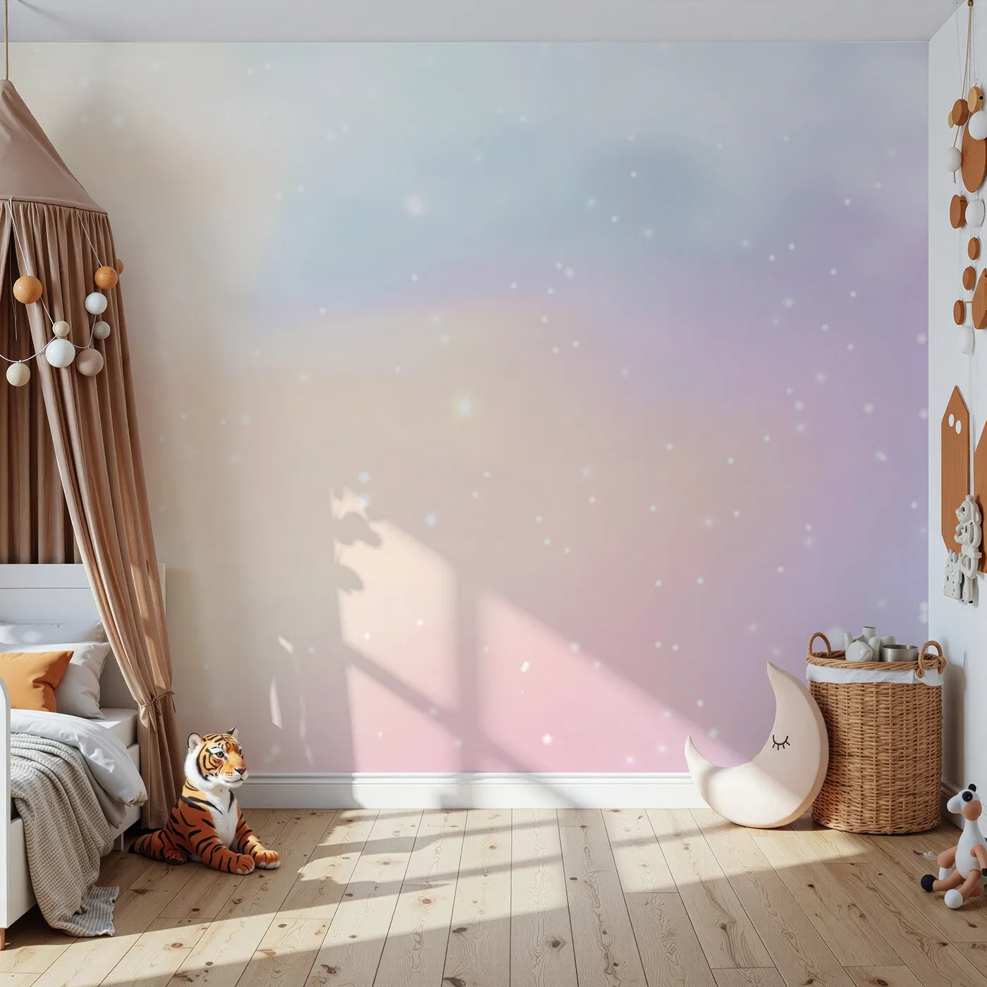 Front view of Whimsy Tots' Pastel Dream Cloud Wall Mural