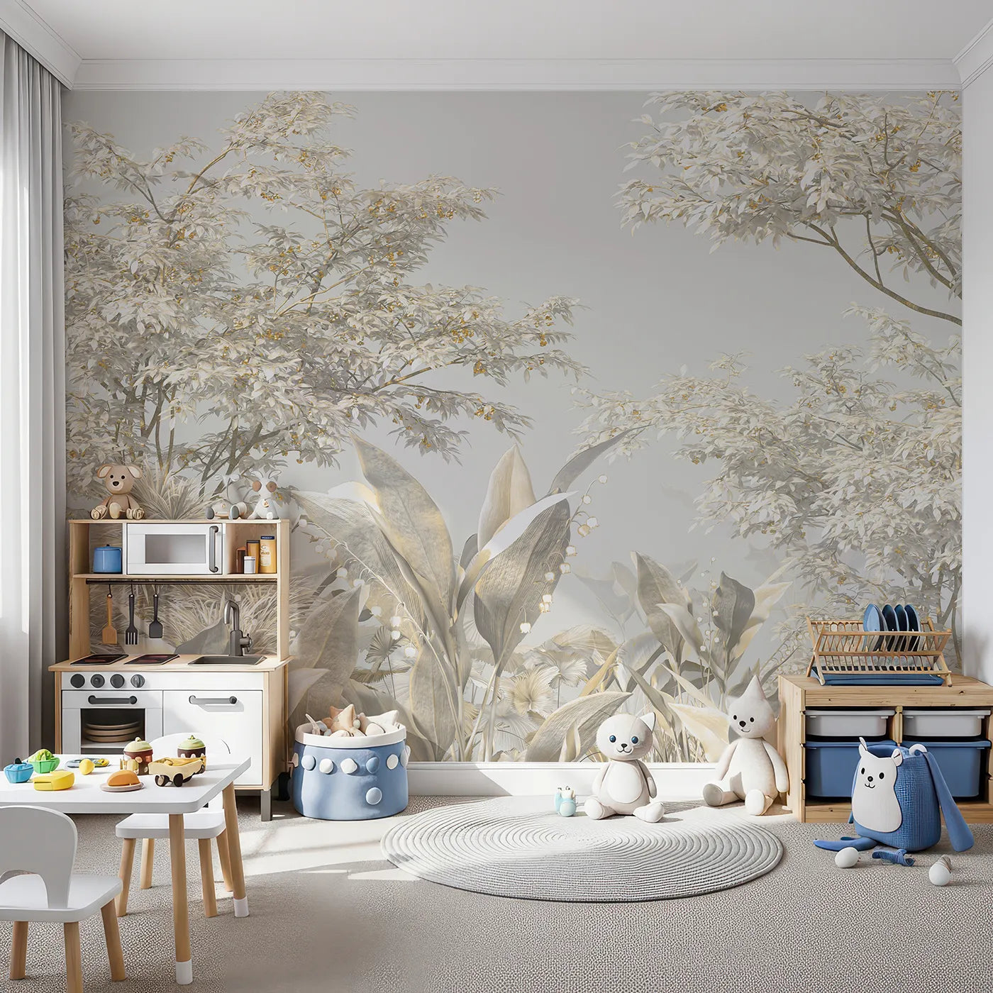 Front view of Whimsy Tots' Golden Grove Wall Mural