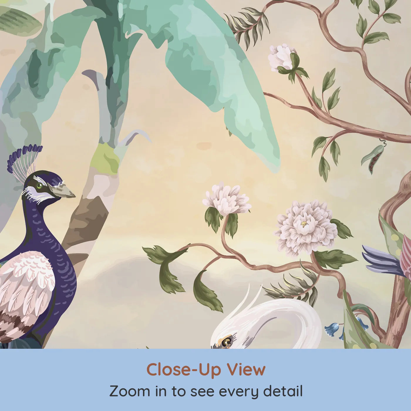 Close-up view of Whimsy Tots' Sunset Jungle Panorama Wall Mural (Turn Their Room into a Classic, Grand Safari Scene).Gender-Neutral