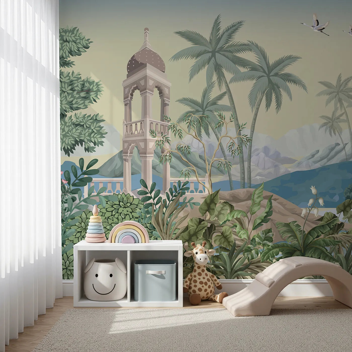 Front view of Whimsy Tots' Indian Garden Wall Mural