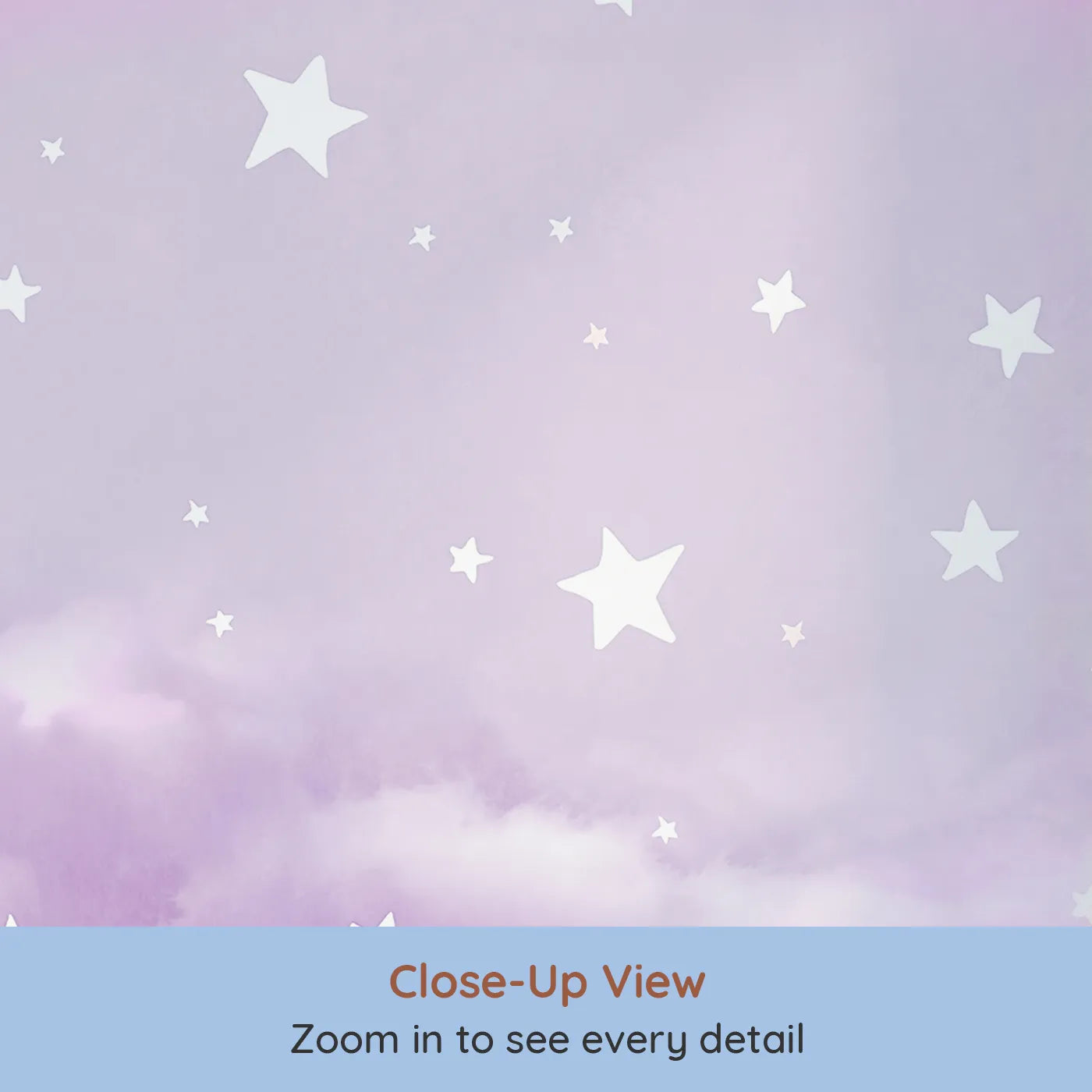 Close-up view of Whimsy Tots' Pastel Rainbow Clouds Wall Mural (Turn Their Room into the Dreamiest, Most Magical Sky).Gender-Neutral