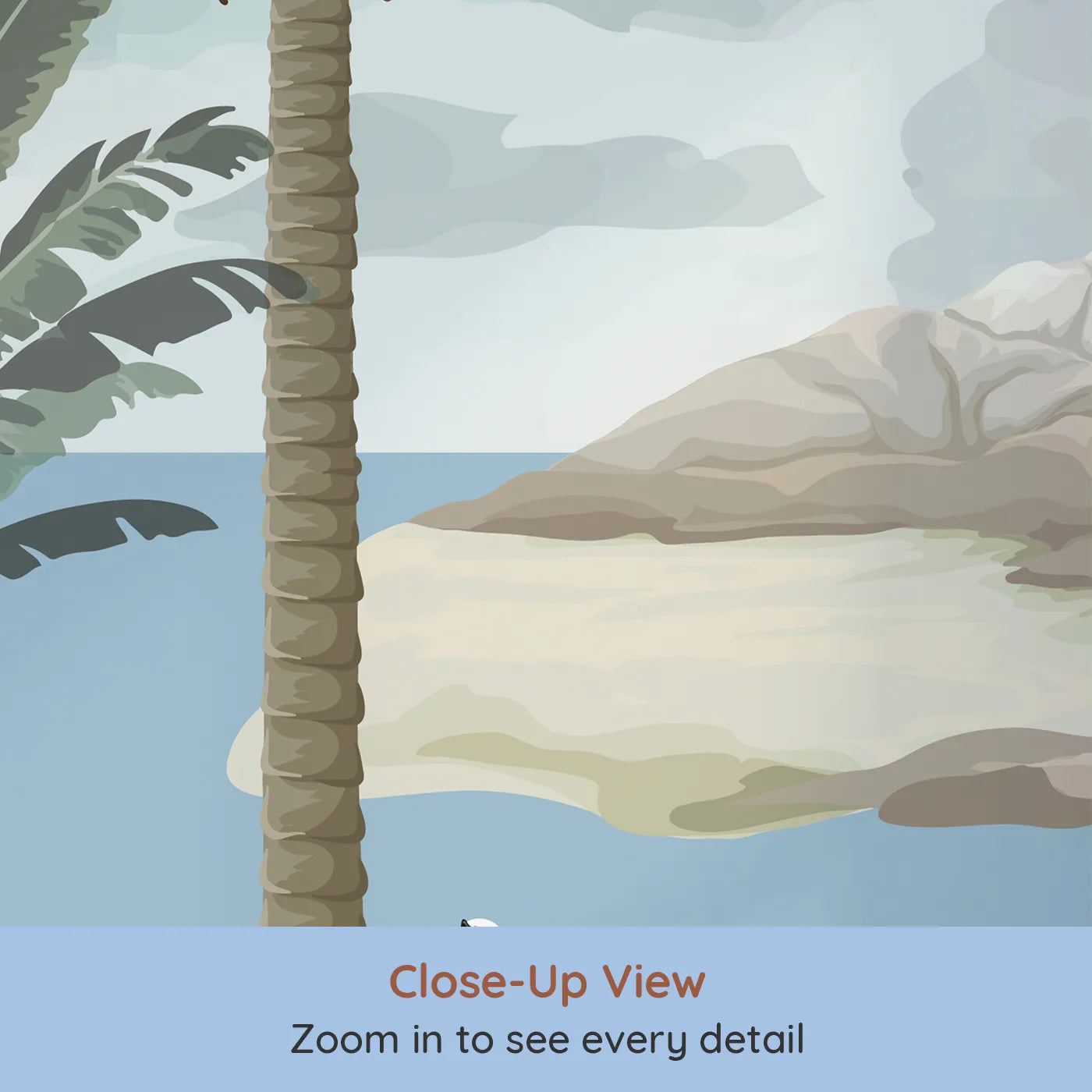 Close-up view of Whimsy Tots' Exotic Bird Oasis Wall Mural (Turn Their Room into a Lush, Hand-Painted Paradise).Gender-Neutral