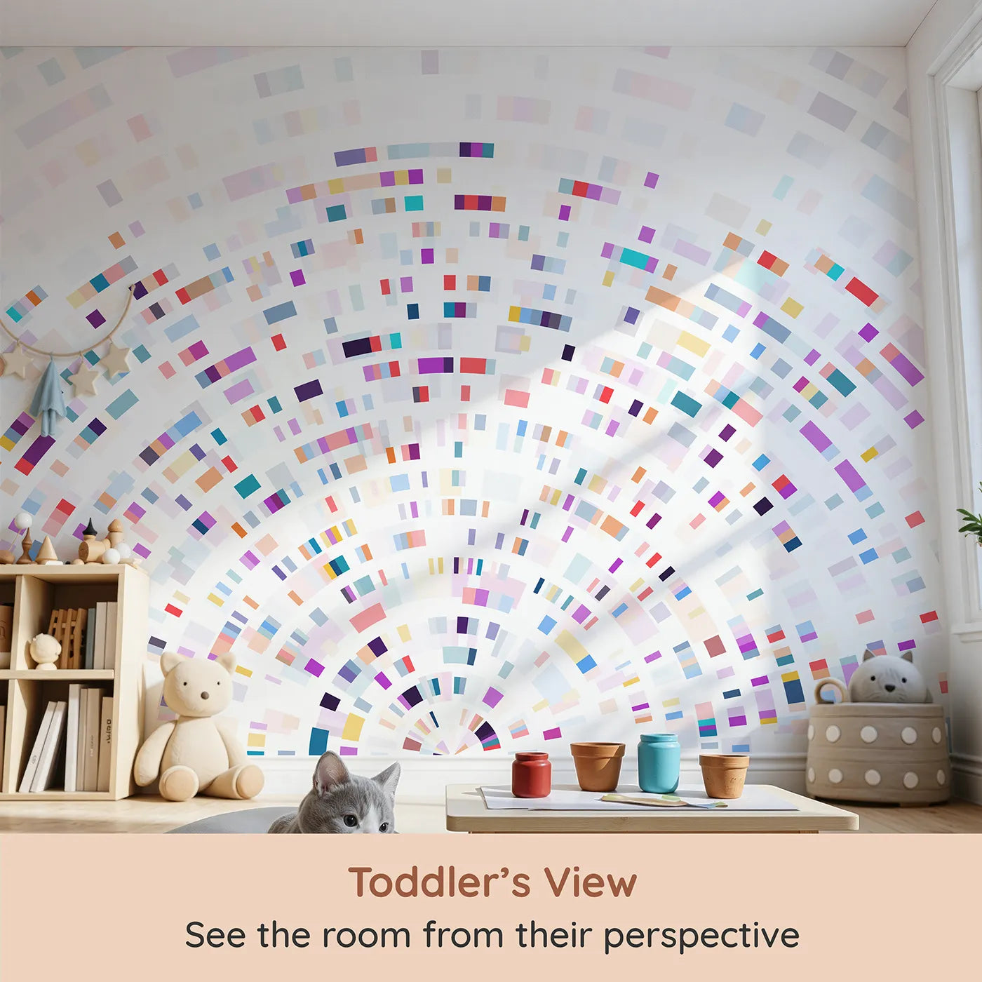 Whimsy Tots Data Arc Wall Mural (Turn Their Room into a High-Tech, Digital Universe) from your child's view.Gender-Neutral