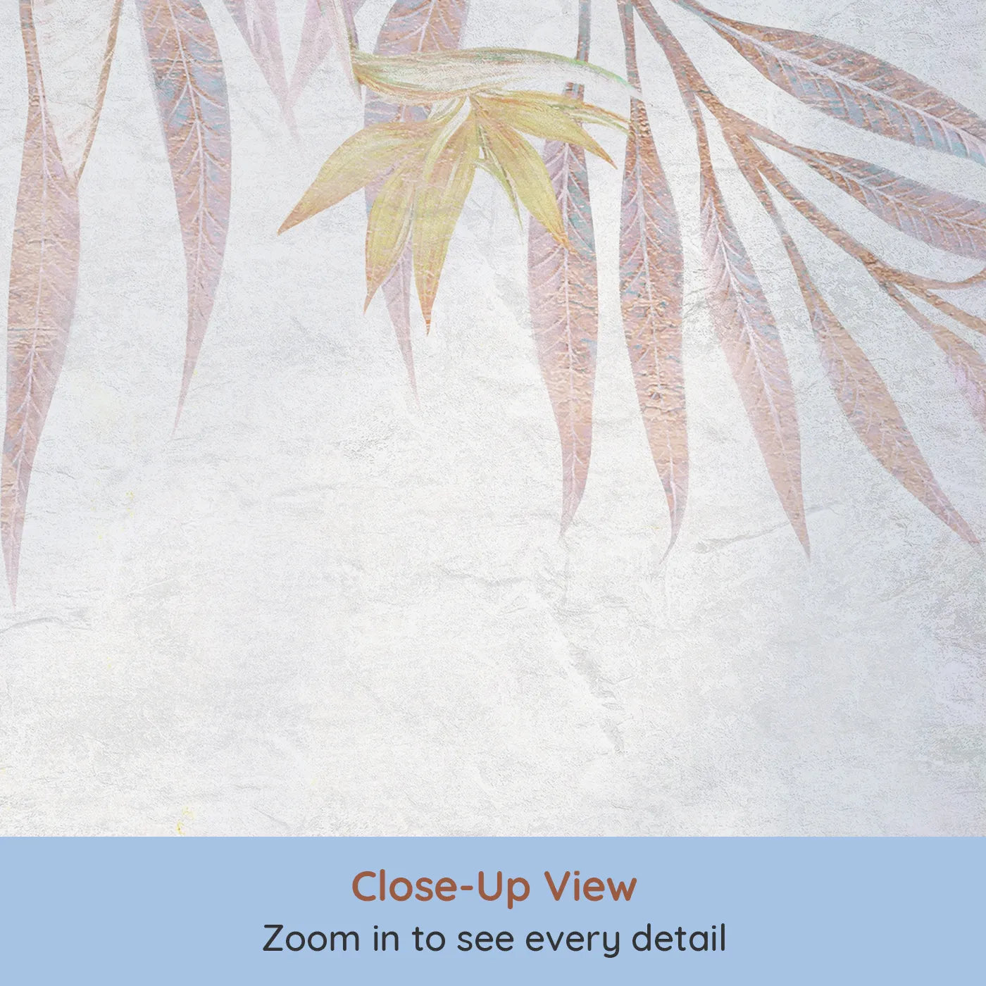 Close-up view of Whimsy Tots' Pastel Tropical Canopy Wall Mural (Turn Their Room into a Dreamy, Ethereal Hideaway).Gender-Neutral
