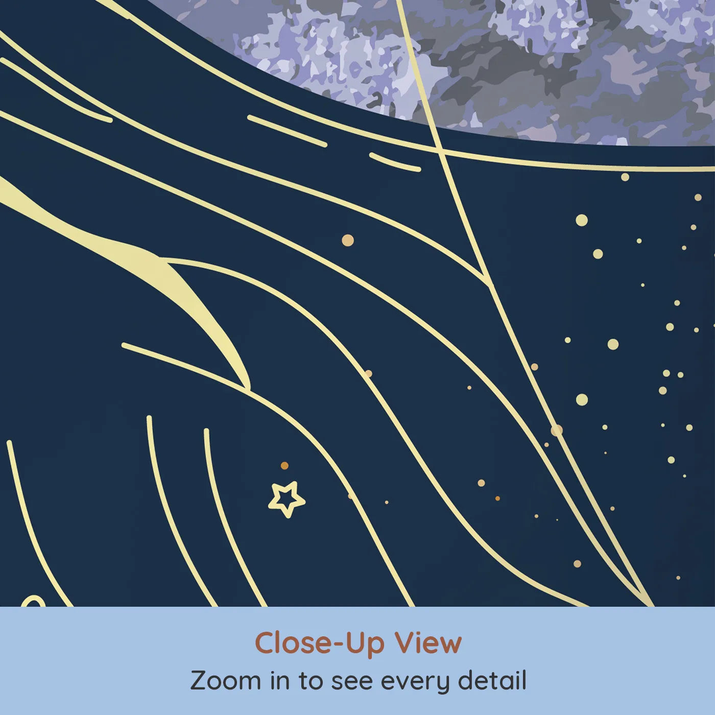Close-up view of Whimsy Tots' Celestial Whale Wall Mural (Turn Their Room into a Magical, Cosmic Voyage).Gender-Neutral