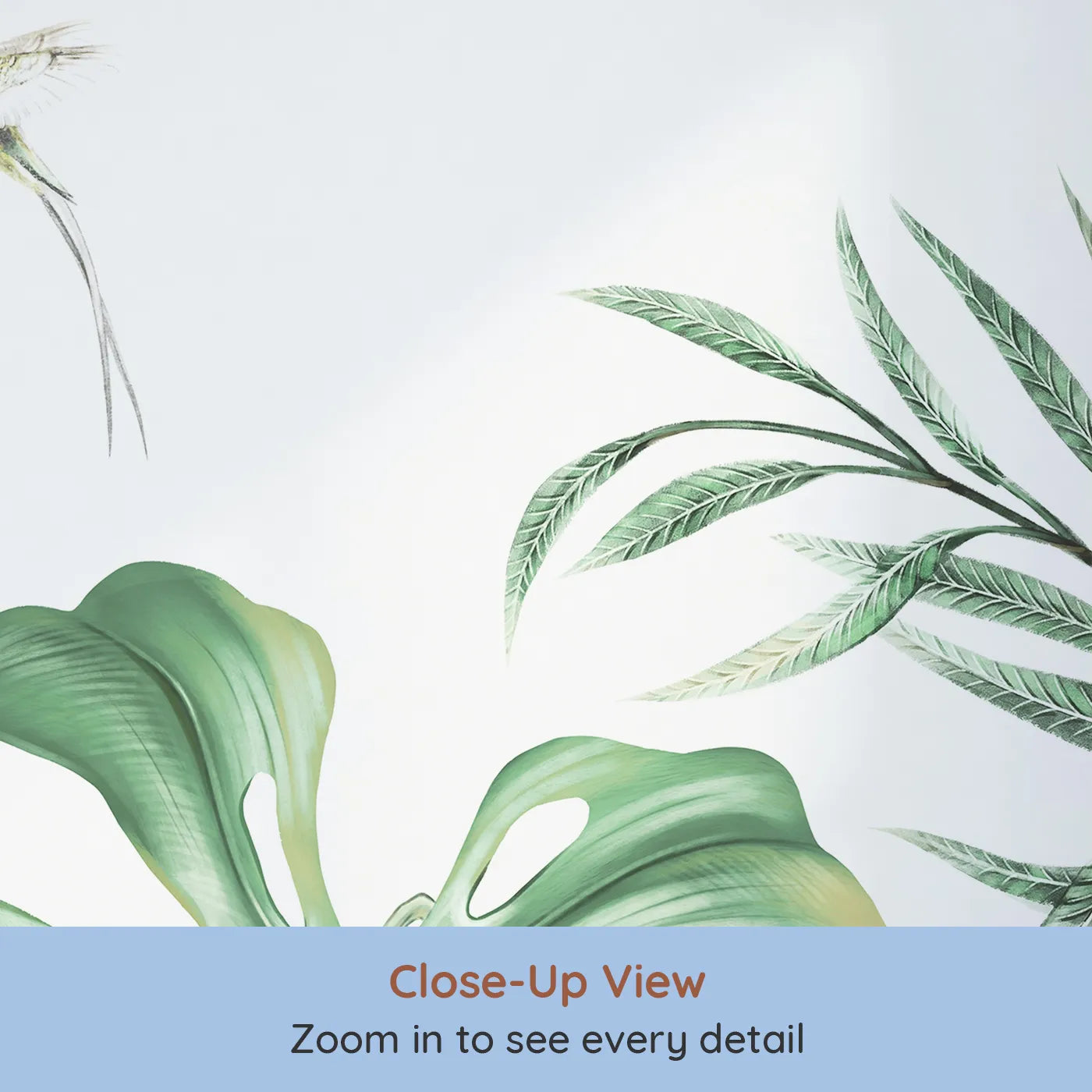 Close-up view of Whimsy Tots' Tropical Garden with Hummingbird Wall Mural (Turn Their Room into a Lush and Vibrant Jungle).Gender-Neutral