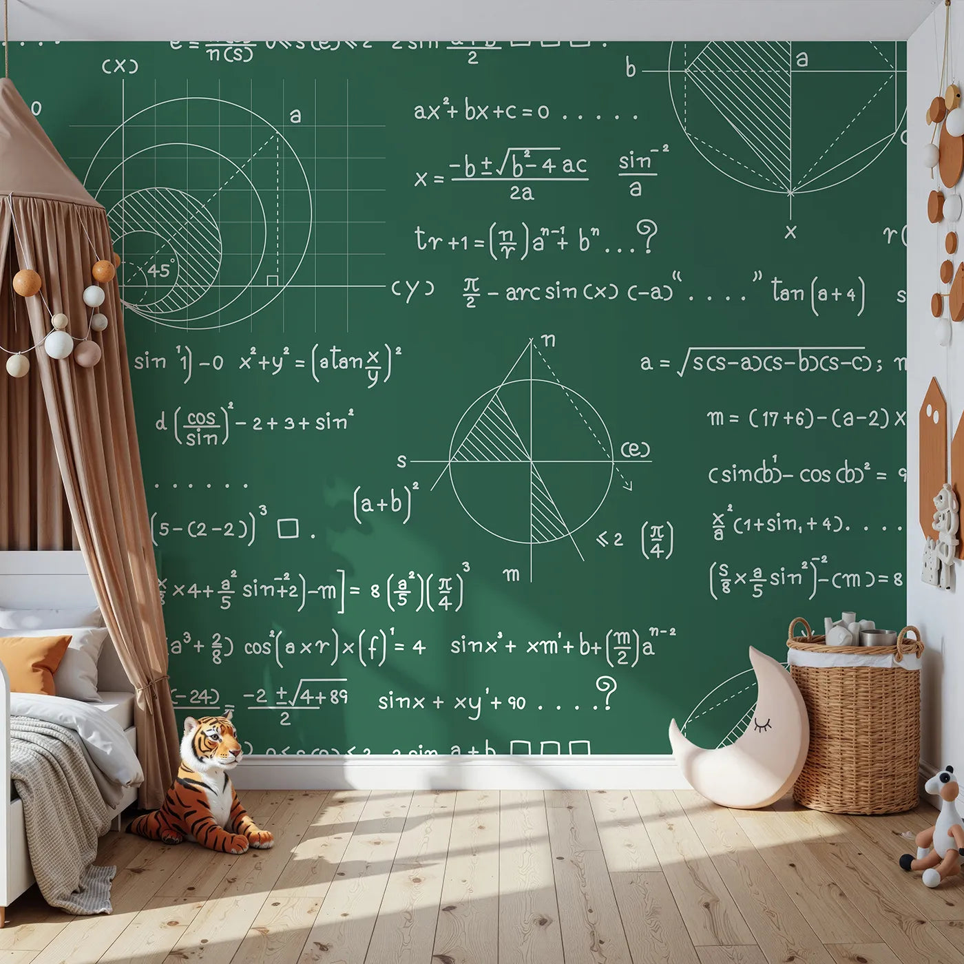 Front view of Whimsy Tots' Geometry Chalkboard Wall Mural
