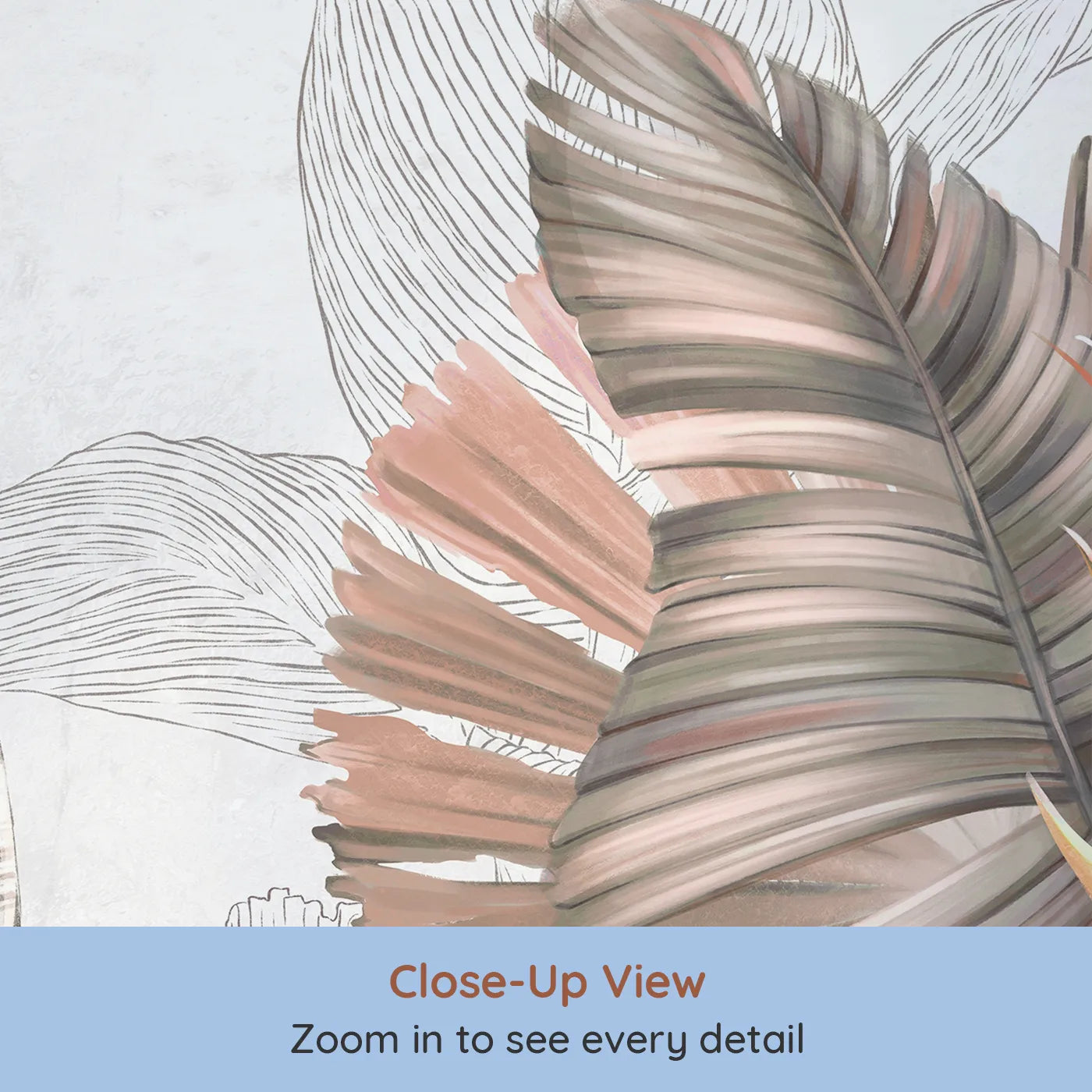 Close-up view of Whimsy Tots' Tropical Flamingo Garden Wall Mural (Turn Their Room into a Chic and Sunny Oasis).Gender-Neutral