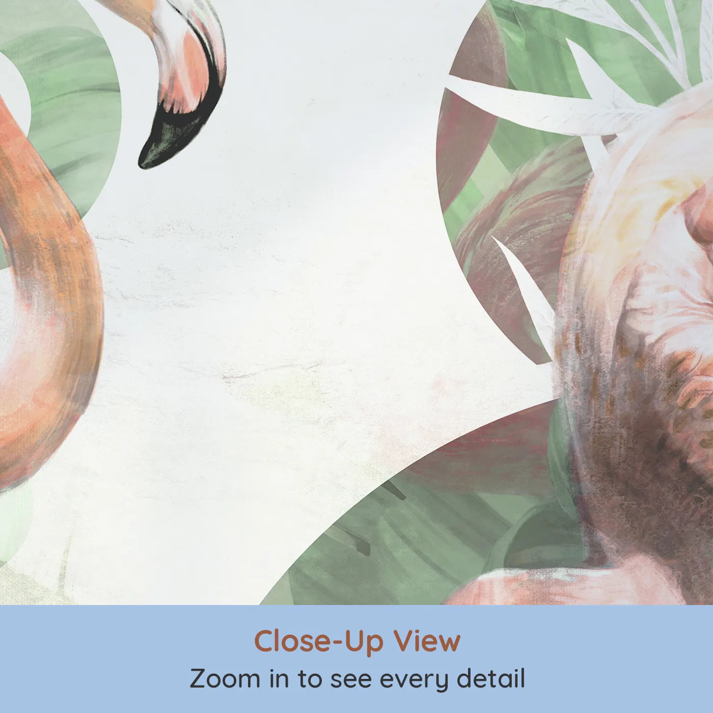 Close-up view of Whimsy Tots' Abstract Flamingo Wall Mural (Turn Their Room into a Chic and Modern Tropical Escape).Gender-Neutral