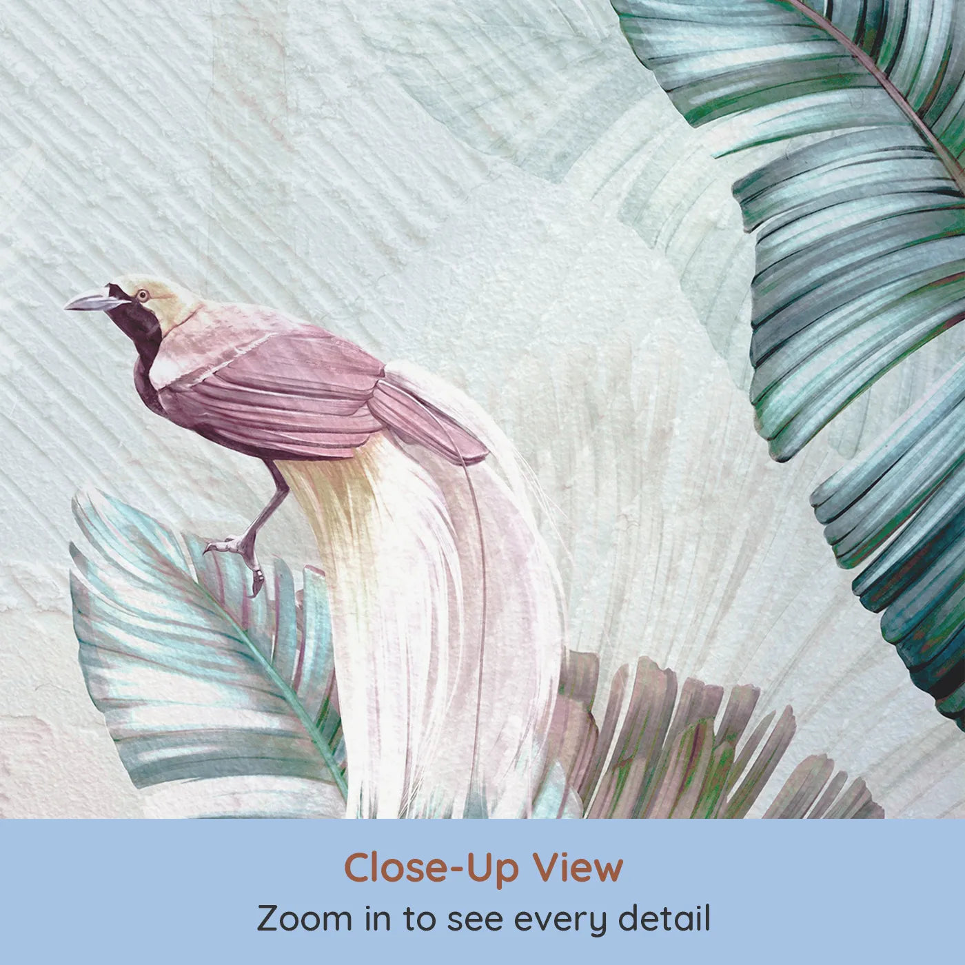 Close-up view of Whimsy Tots' Iridescent Jungle Wall Mural (Turn Their Room into a Dreamy, Otherworldly Rainforest).Gender-Neutral