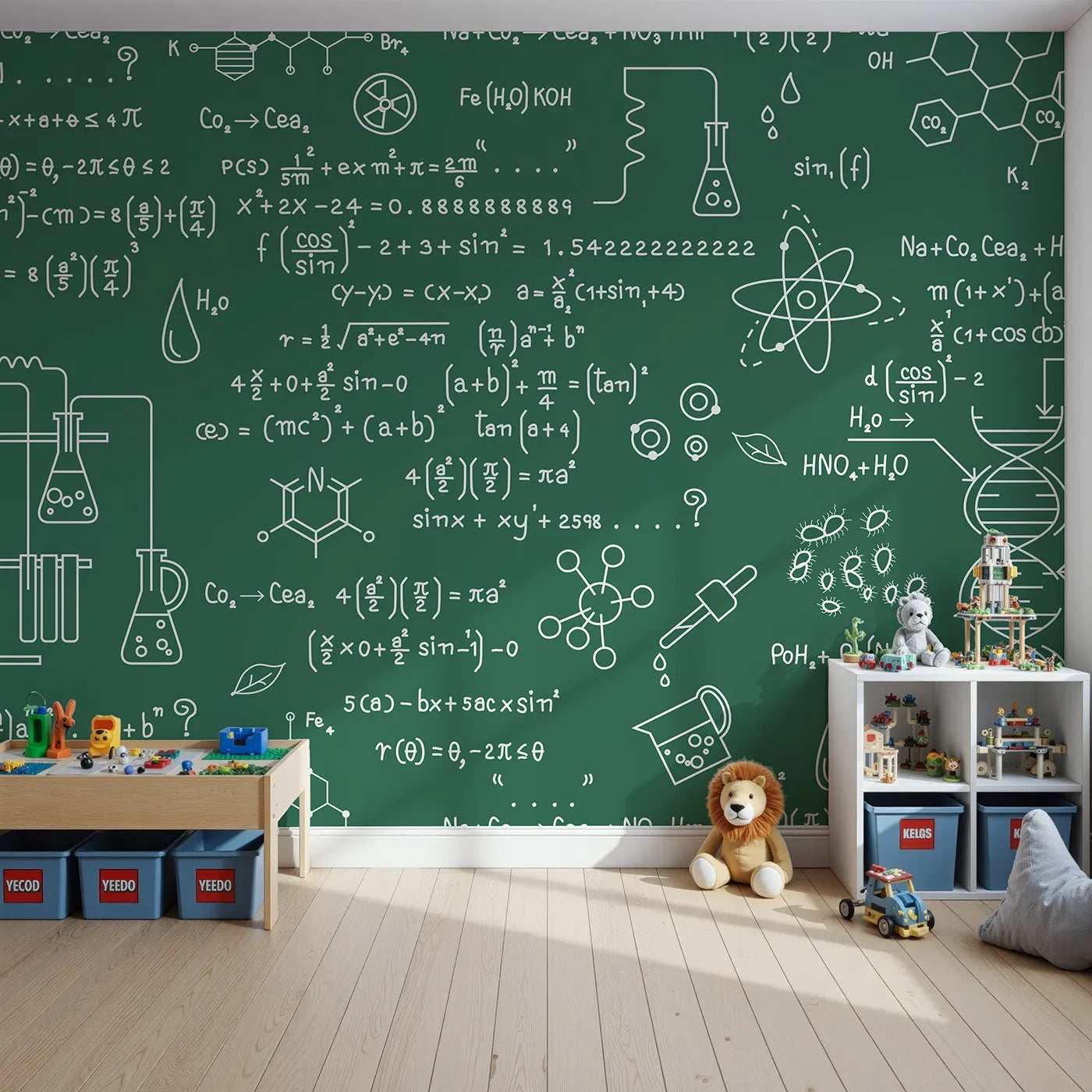 Front view of Whimsy Tots' Chemistry Lab Wall Mural