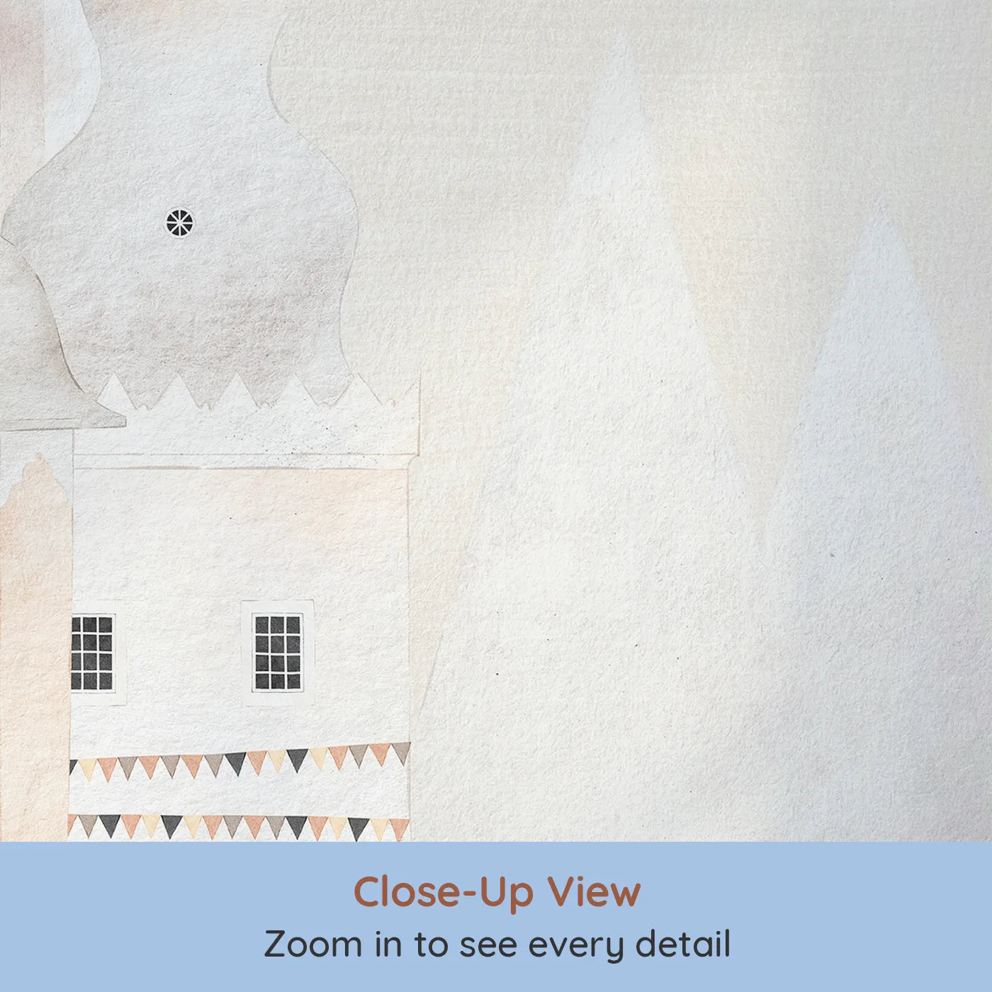 Close-up view of Whimsy Tots' Autumn Castle Wall Mural (Turn Their Room into a Whimsical, Storybook Kingdom).Gender-Neutral