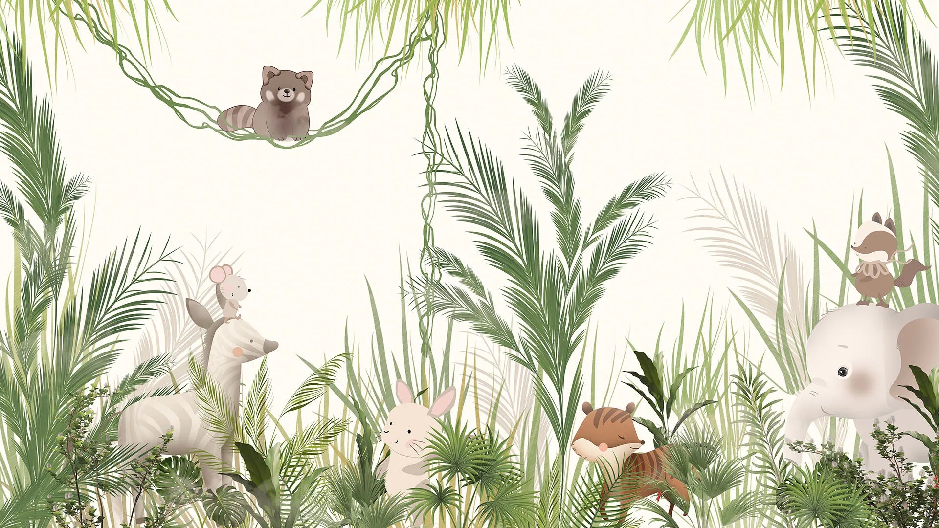 A Calm and Playful Day in a Gentle, Green Jungle