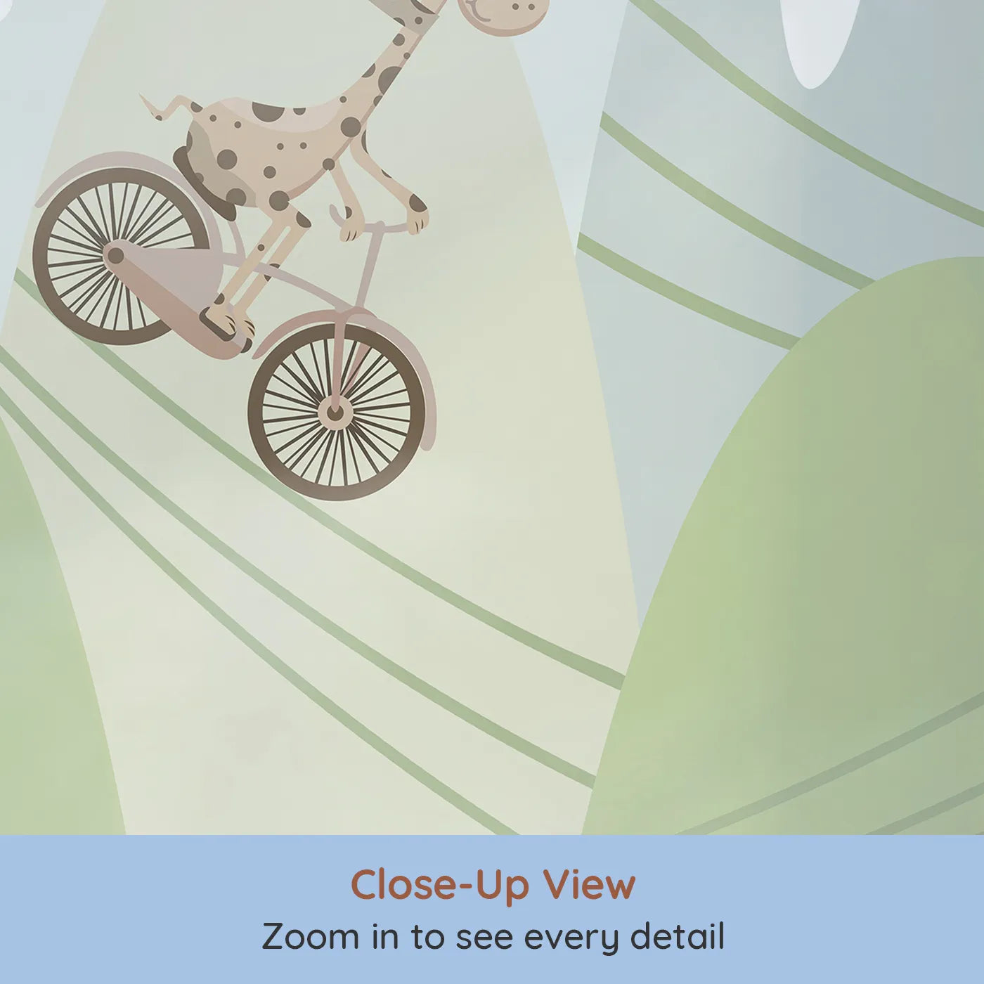 Close-up view of Whimsy Tots' Mountain Adventure Club Wall Mural (Turn Their Room into a Whimsical, High-Flying Playground).Gender-Neutral