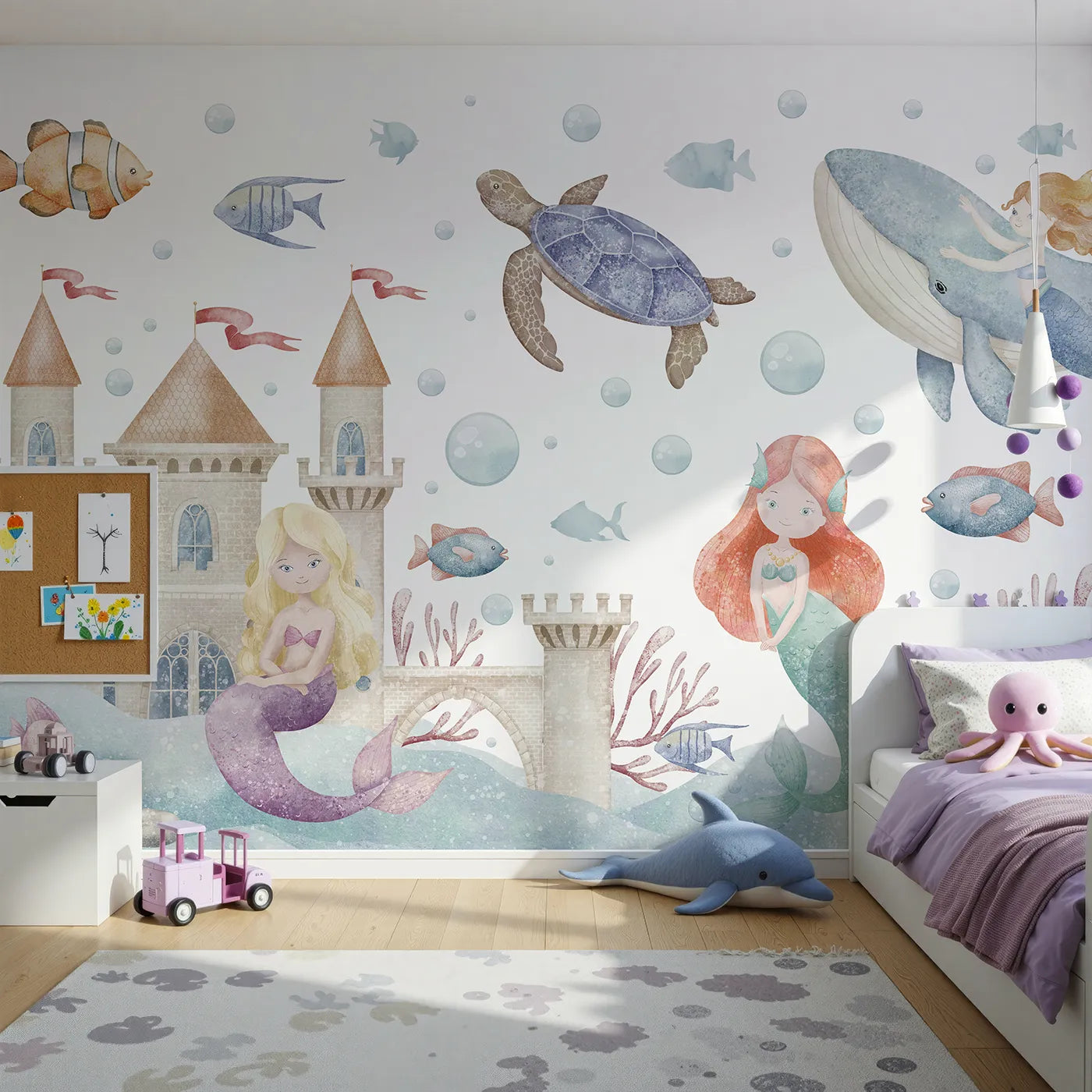 Front view of Whimsy Tots' Mermaid Kingdom Wall Mural