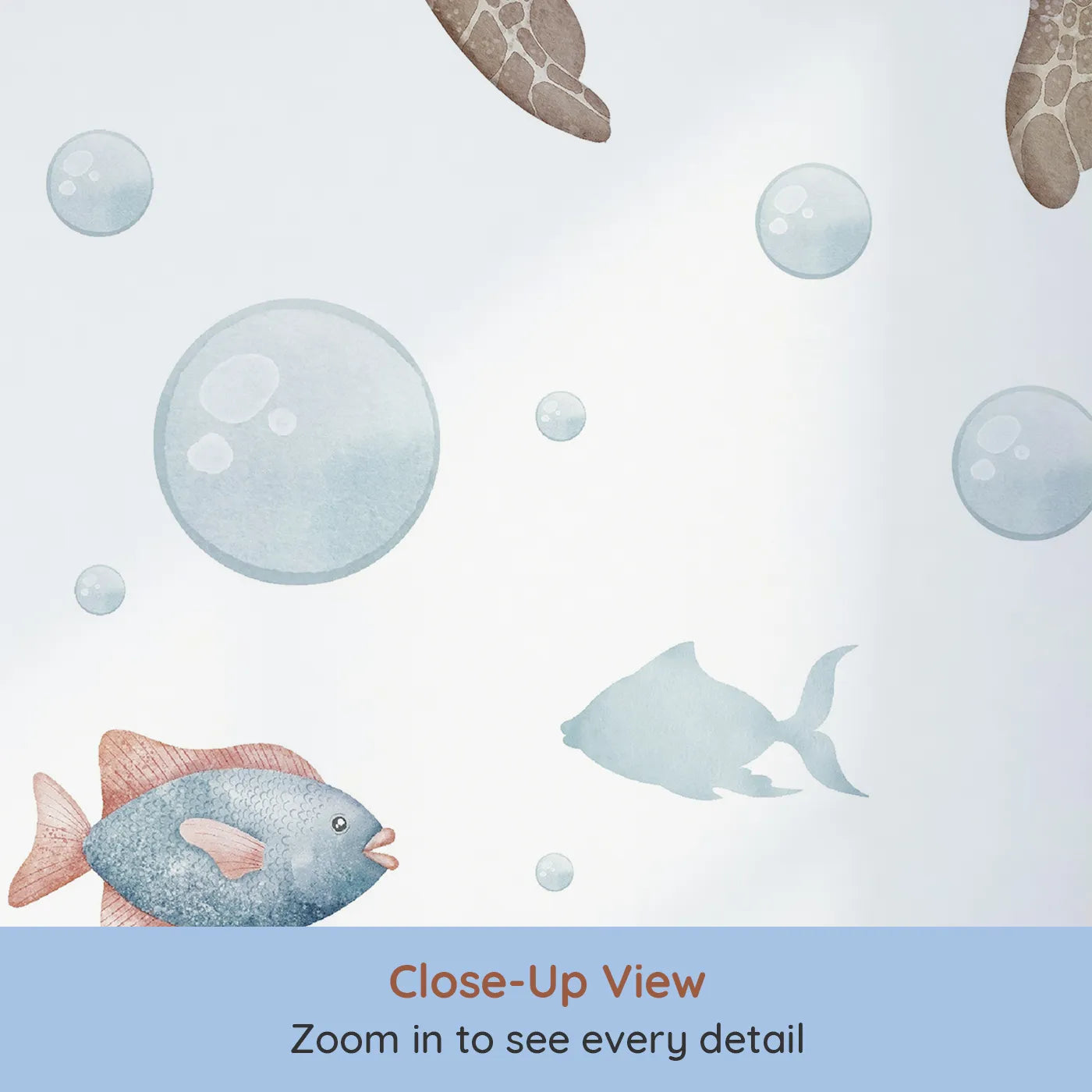 Close-up view of Whimsy Tots' Mermaid Kingdom Wall Mural (Turn Their Room into a Magical, Underwater Fairytale).Best for Girls