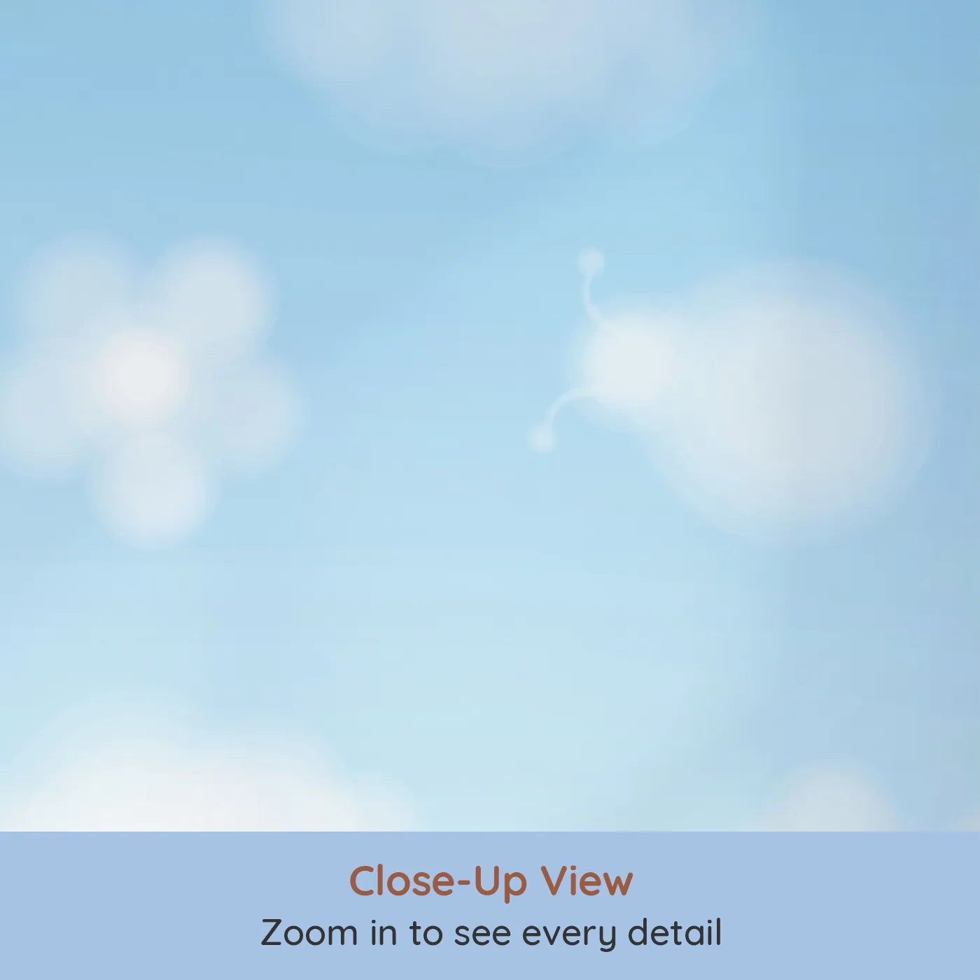 Close-up view of Whimsy Tots' Animal Cloud Gazing Wall Mural (Turn Their Room into a Sky of Gentle, Dreamy Shapes).Gender-Neutral