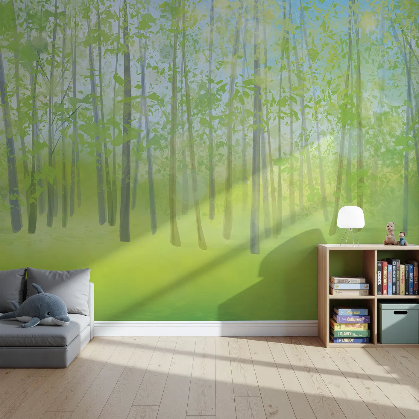 Front view of Whimsy Tots' Pink Cherry Blossom Border Wall Mural