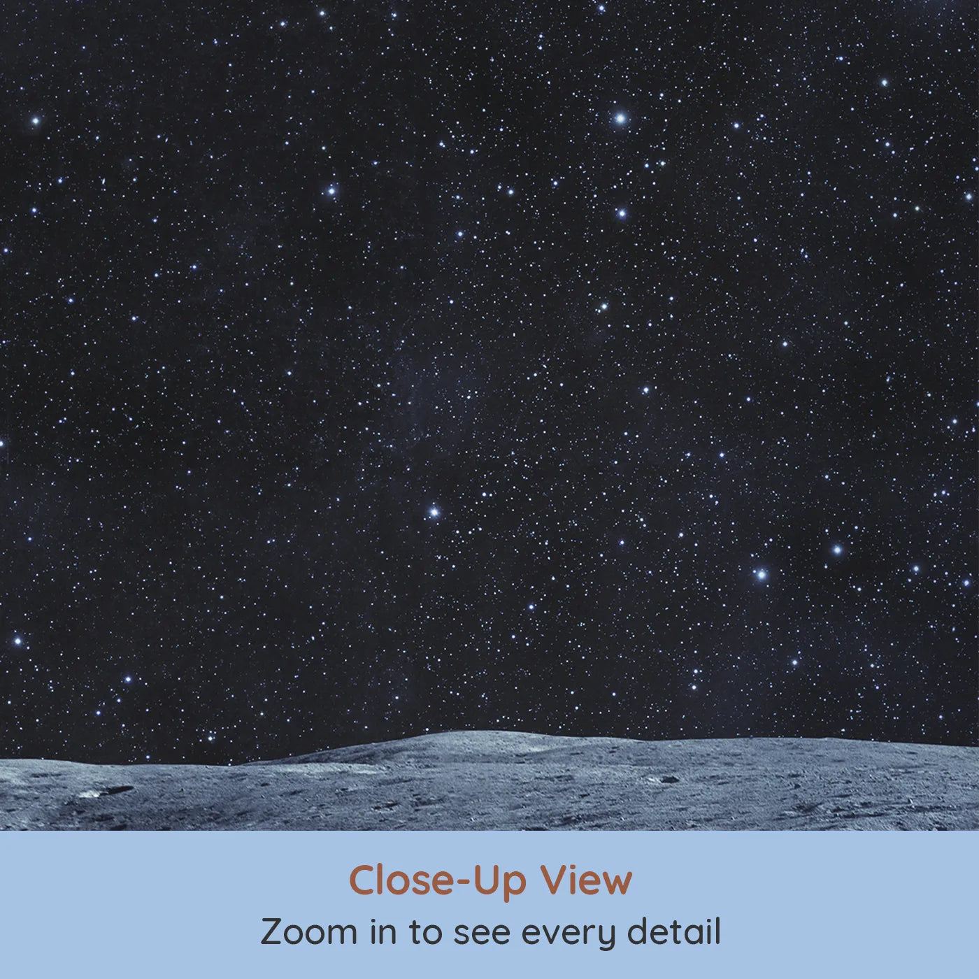 Close-up view of Whimsy Tots' Astronaut on the Moon Wall Mural (Turn Their Room into an Epic, Lunar Landscape).Gender-Neutral