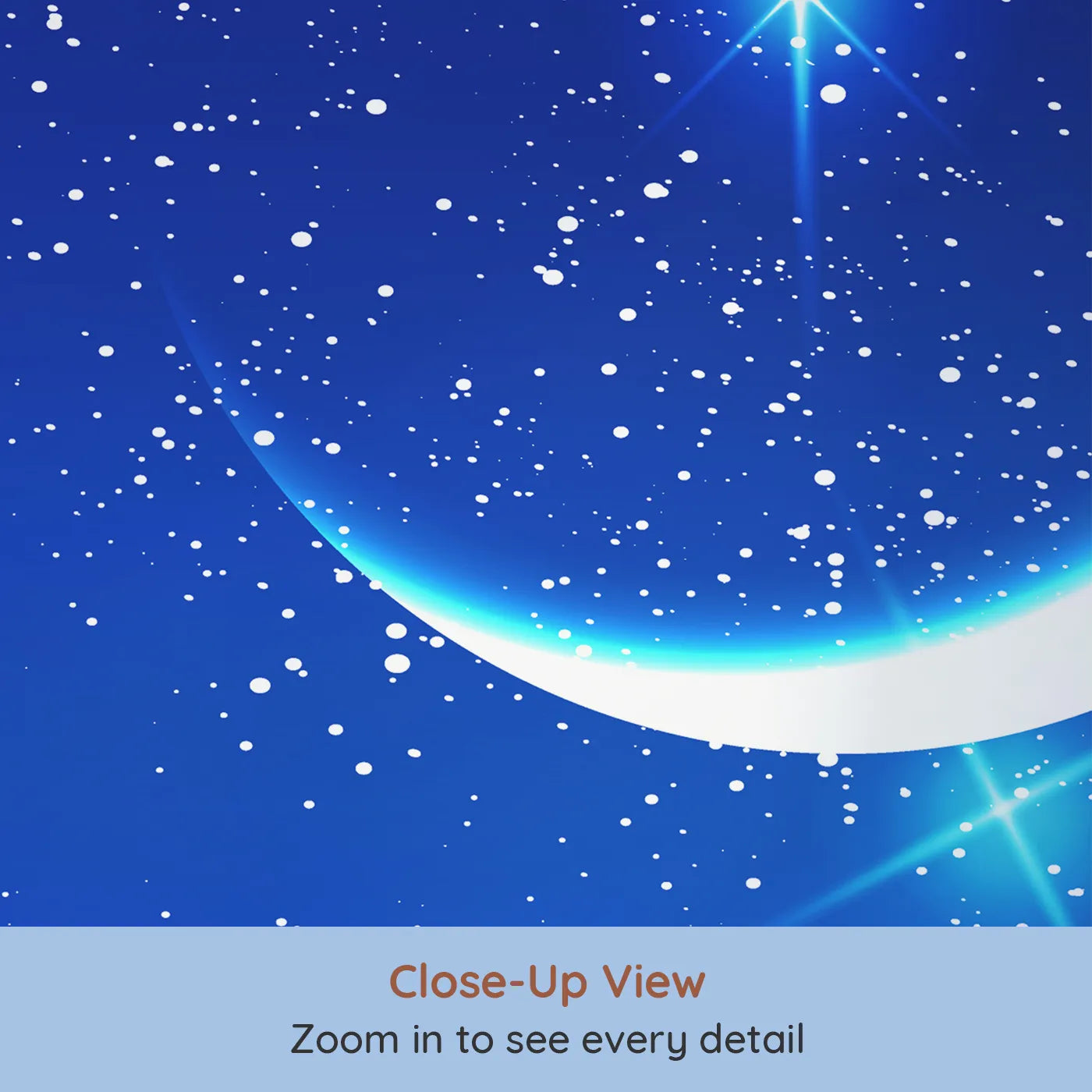 Close-up view of Whimsy Tots' Starry Night Sky Wall Mural (Turn Their Room into a Breathtaking, Star-Filled Dream).Gender-Neutral