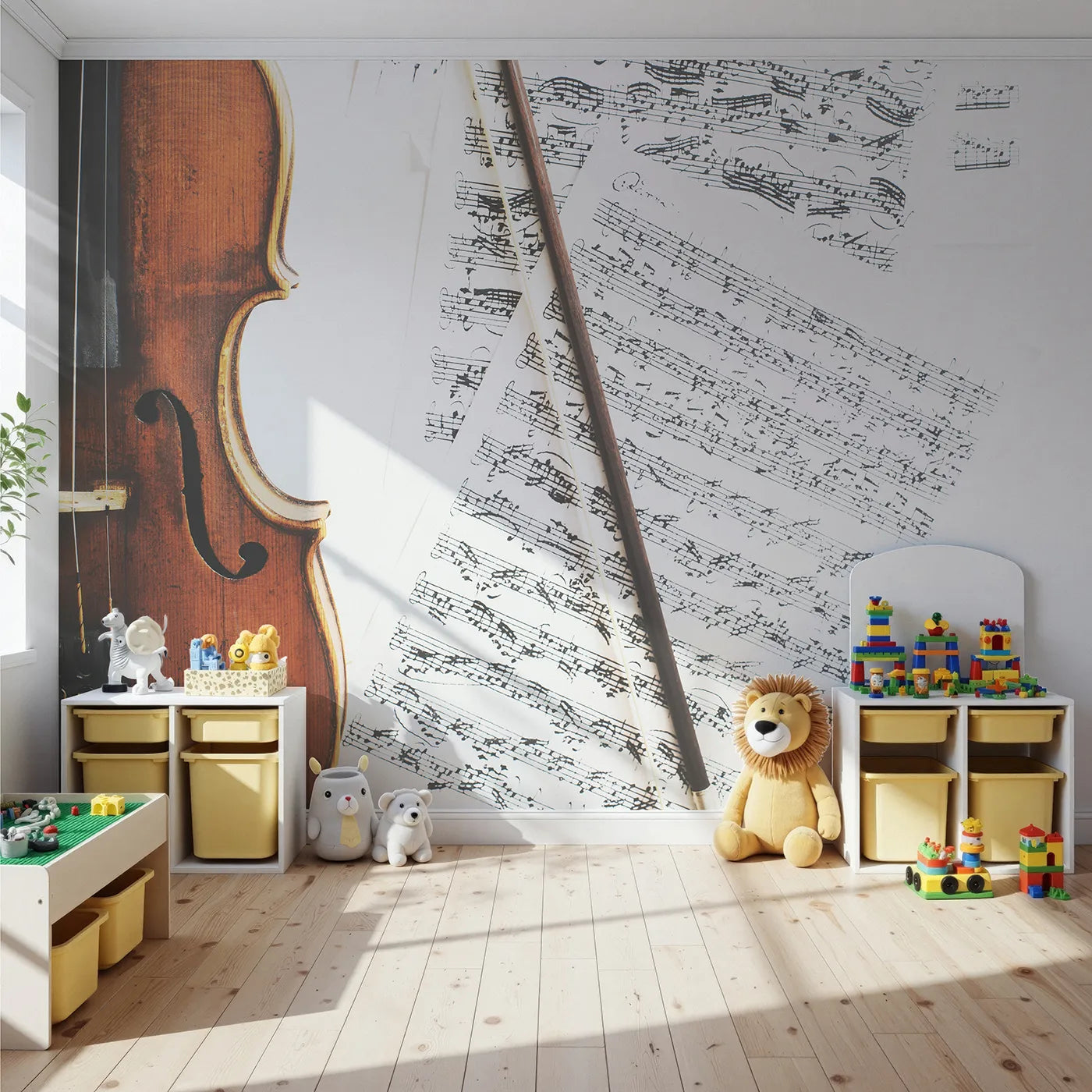 Front view of Whimsy Tots' Vintage Violin Wall Mural