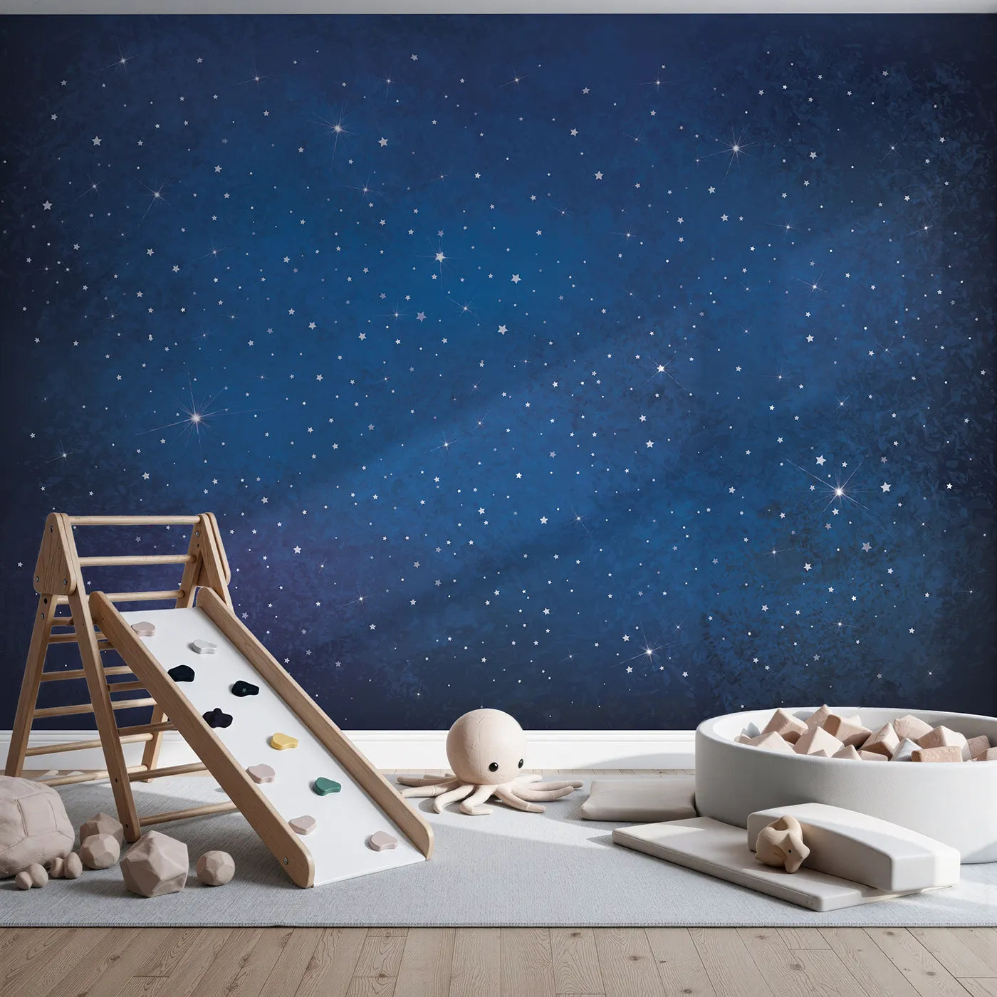 Front view of Whimsy Tots' Deep Space Wall Mural