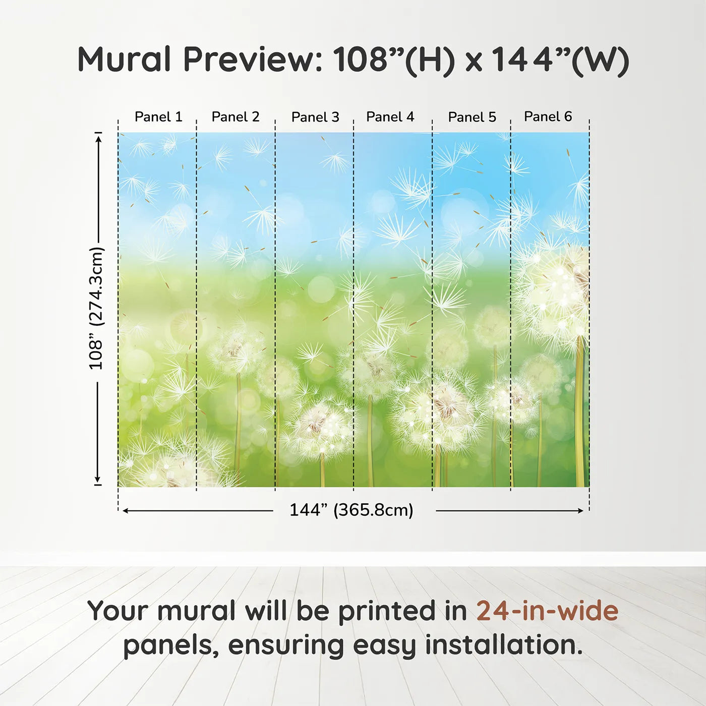 Whimsy Tots Animal World Map Wall Mural in Tealdimension view (108" H x 144" W). Printed in six 24-inch-wide panels. Gender-Neutral