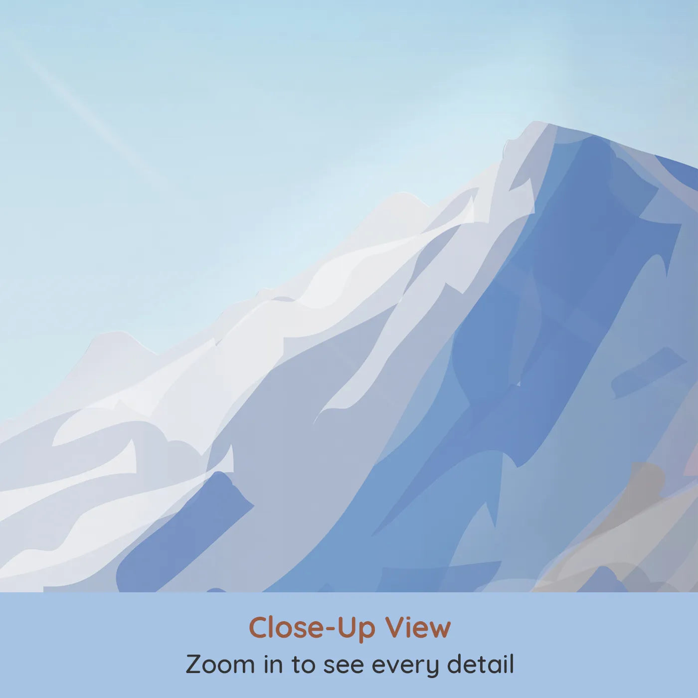 Close-up view of Whimsy Tots' Sunny Mountain Peak Wall Mural (Turn Their Room into a Grand and Crisp Alpine Vista).Gender-Neutral