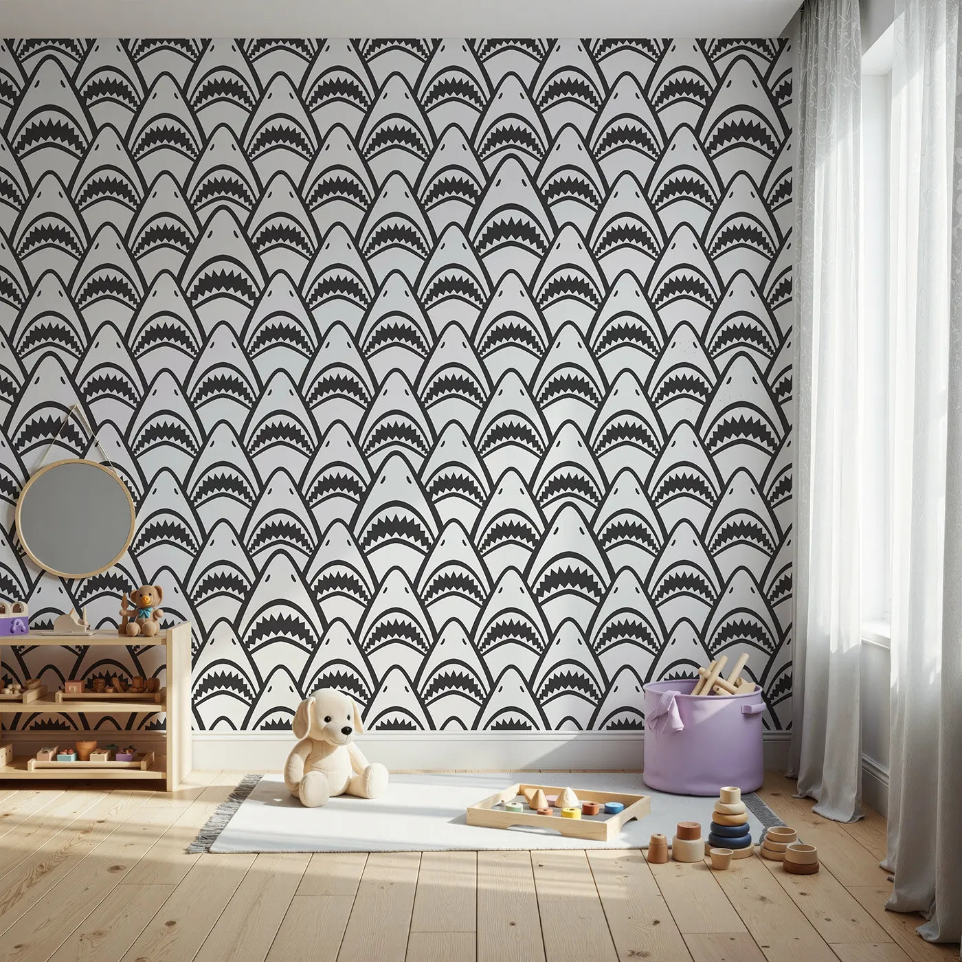 Front view of Whimsy Tots' Shark Teeth Wall Mural