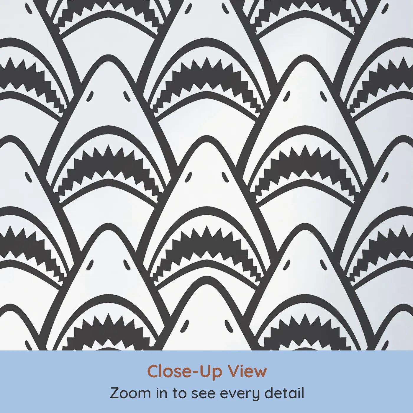 Close-up view of Whimsy Tots' Shark Teeth Wall Mural (Turn Their Room into a Cool and Quirky Ocean Adventure).Gender-Neutral