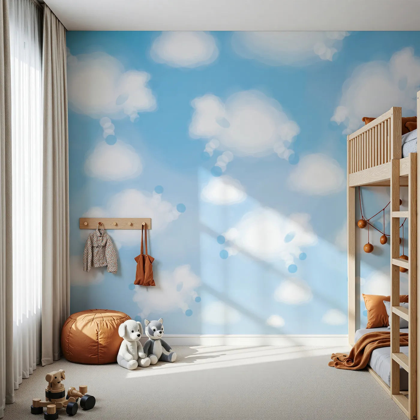 Front view of Whimsy Tots' Cloud Sheep Wall Mural