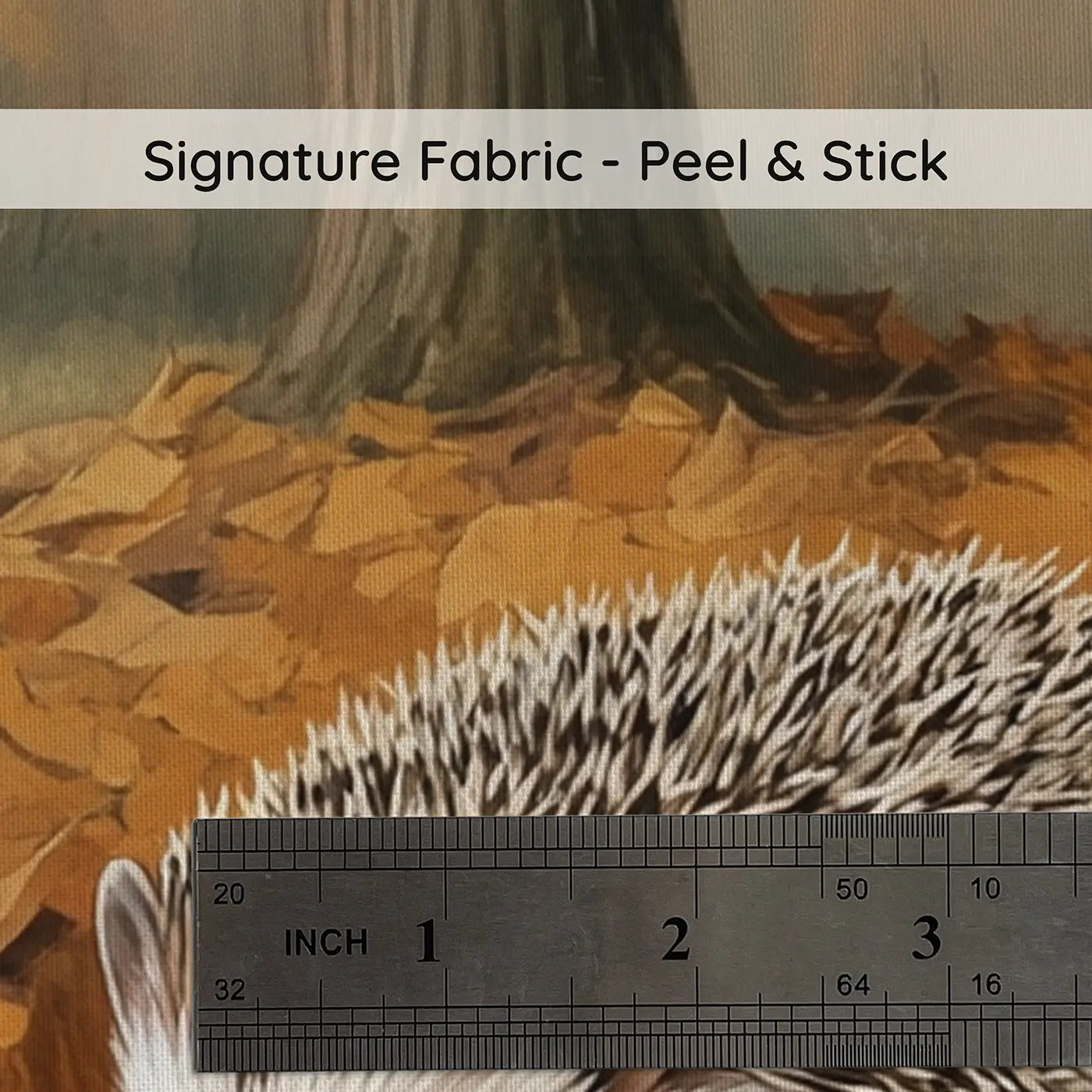 Fabric texture close-up of Autumn Hedgehog Nap Wallpaper Mural by Whimsy Tots