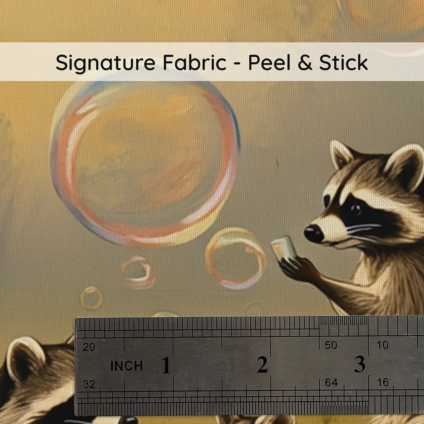 Fabric texture close-up of Raccoons Having Bath Party Wallpaper Mural by Whimsy Tots
