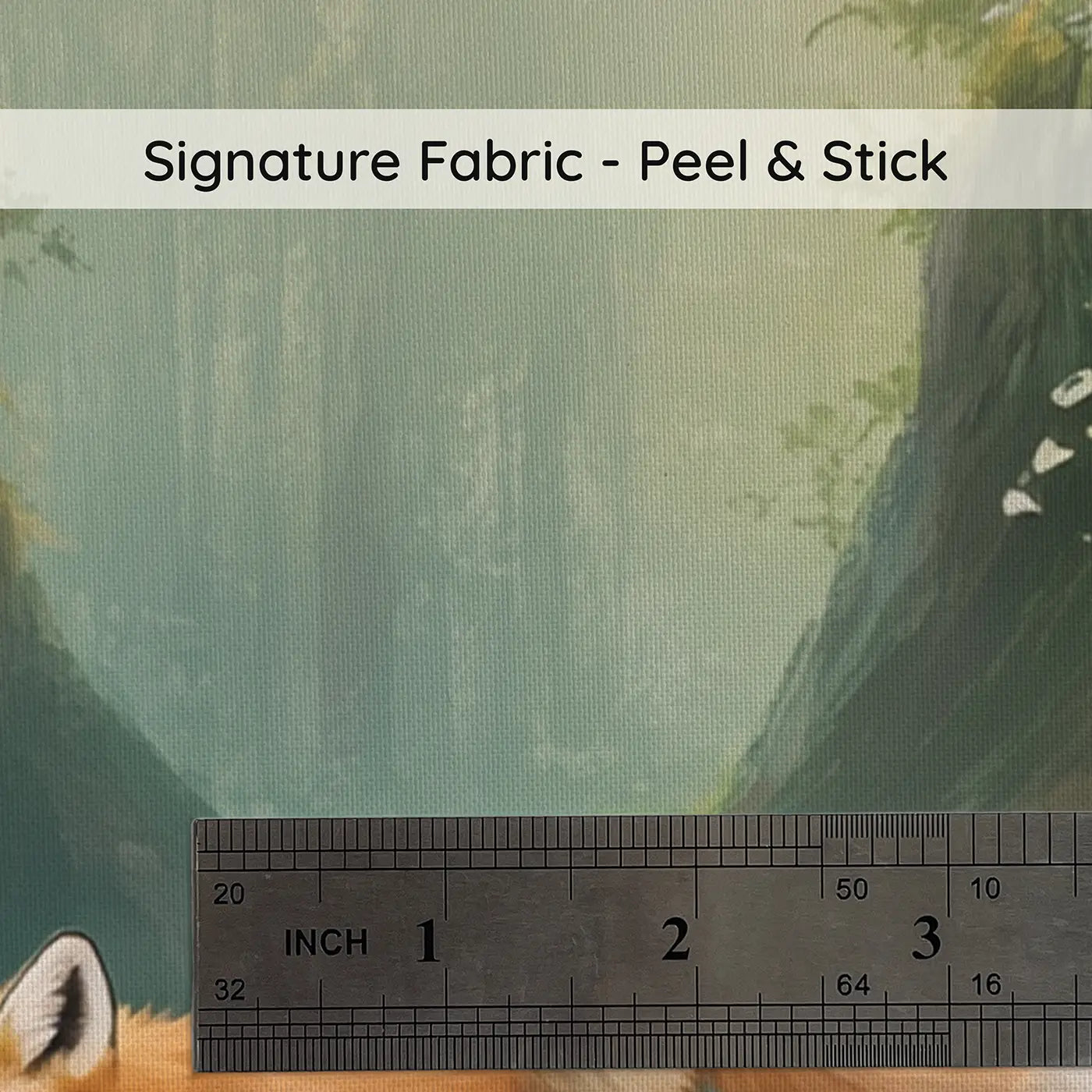 Fabric texture close-up of Fox on Log Bridge Wallpaper Mural by Whimsy Tots