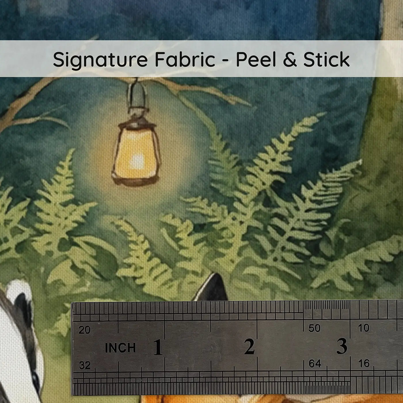 Fabric texture close-up of Woodland Path Friends Meeting Wallpaper Mural by Whimsy Tots