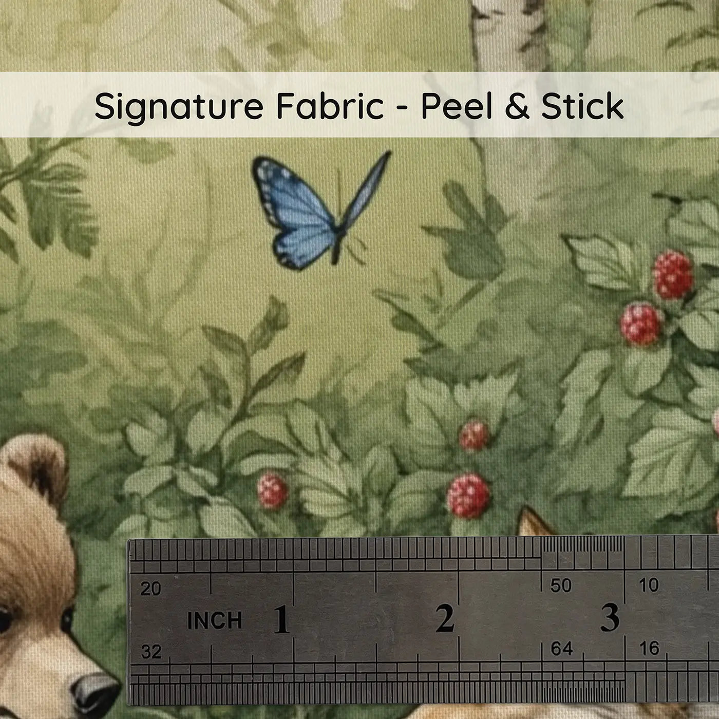 Fabric texture close-up of Forest Cubs at Play Wallpaper Mural by Whimsy Tots