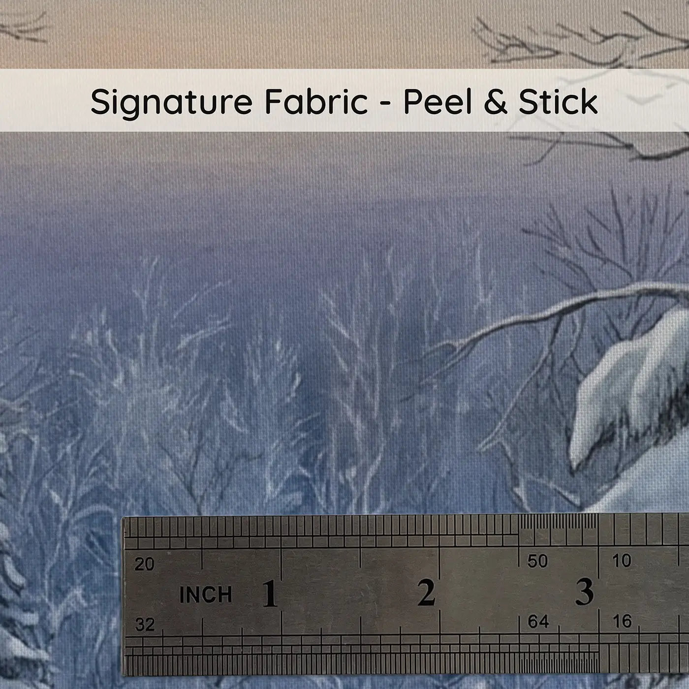 Fabric texture close-up of Snowy Pine Forest Animal Tracks Wallpaper Mural by Whimsy Tots
