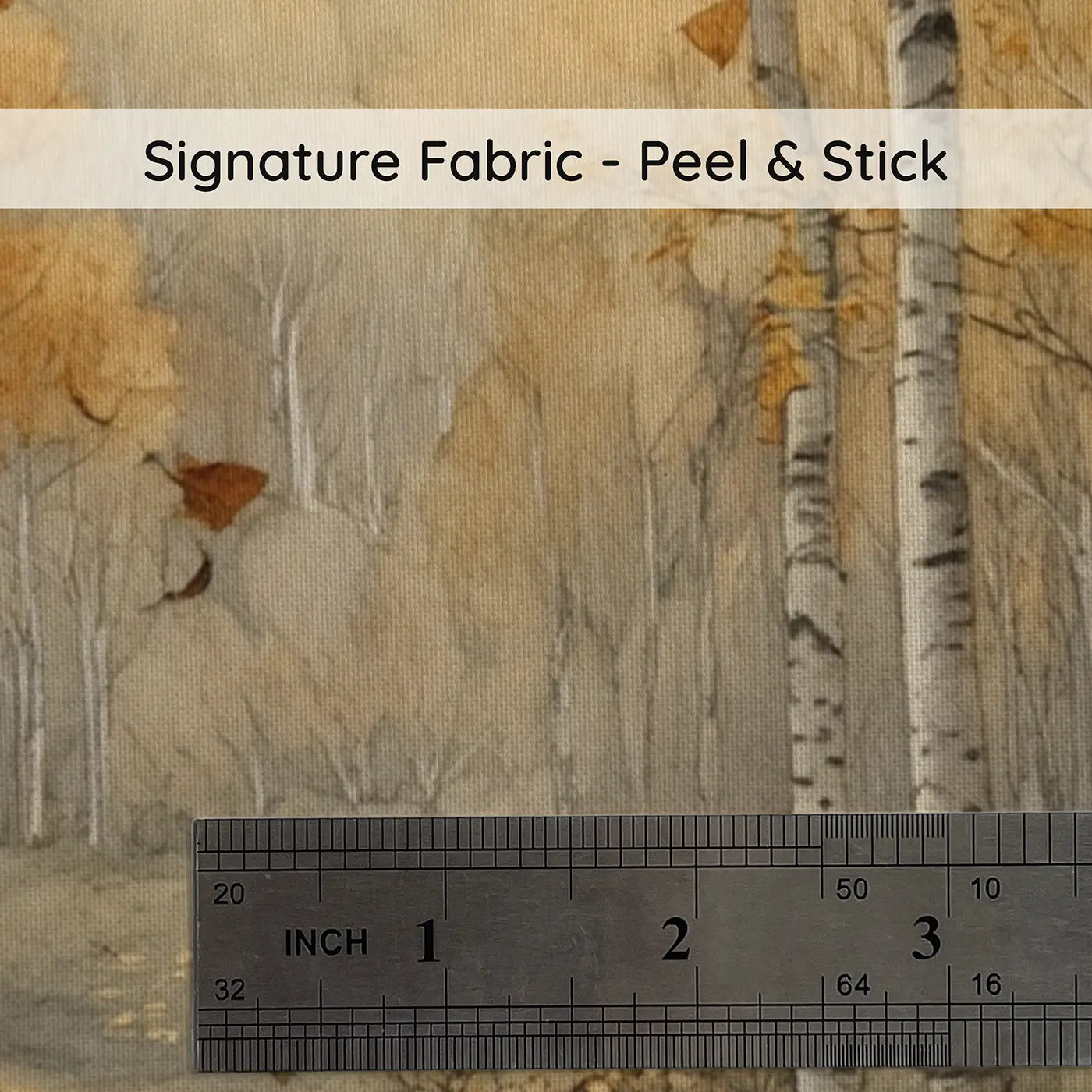 Fabric texture close-up of Golden Birch Forest Wallpaper Mural by Whimsy Tots