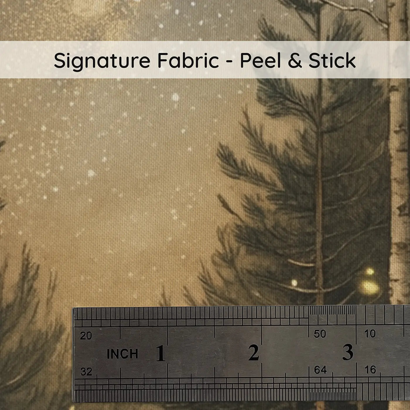 Fabric texture close-up of Starlit Forest Owl Canopy Wallpaper Mural by Whimsy Tots