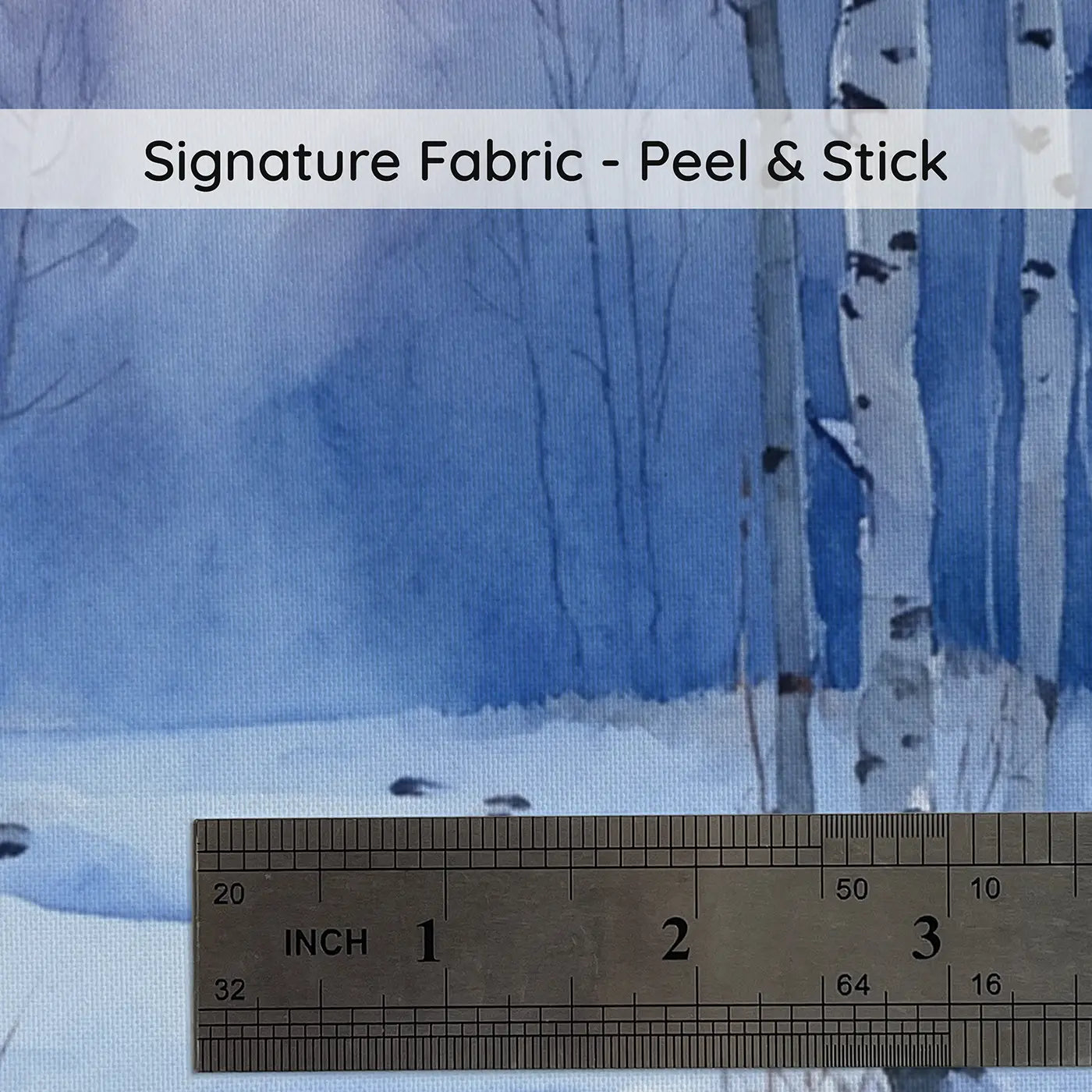 Fabric texture close-up of Winter Fox Birch Grove Wallpaper Mural by Whimsy Tots