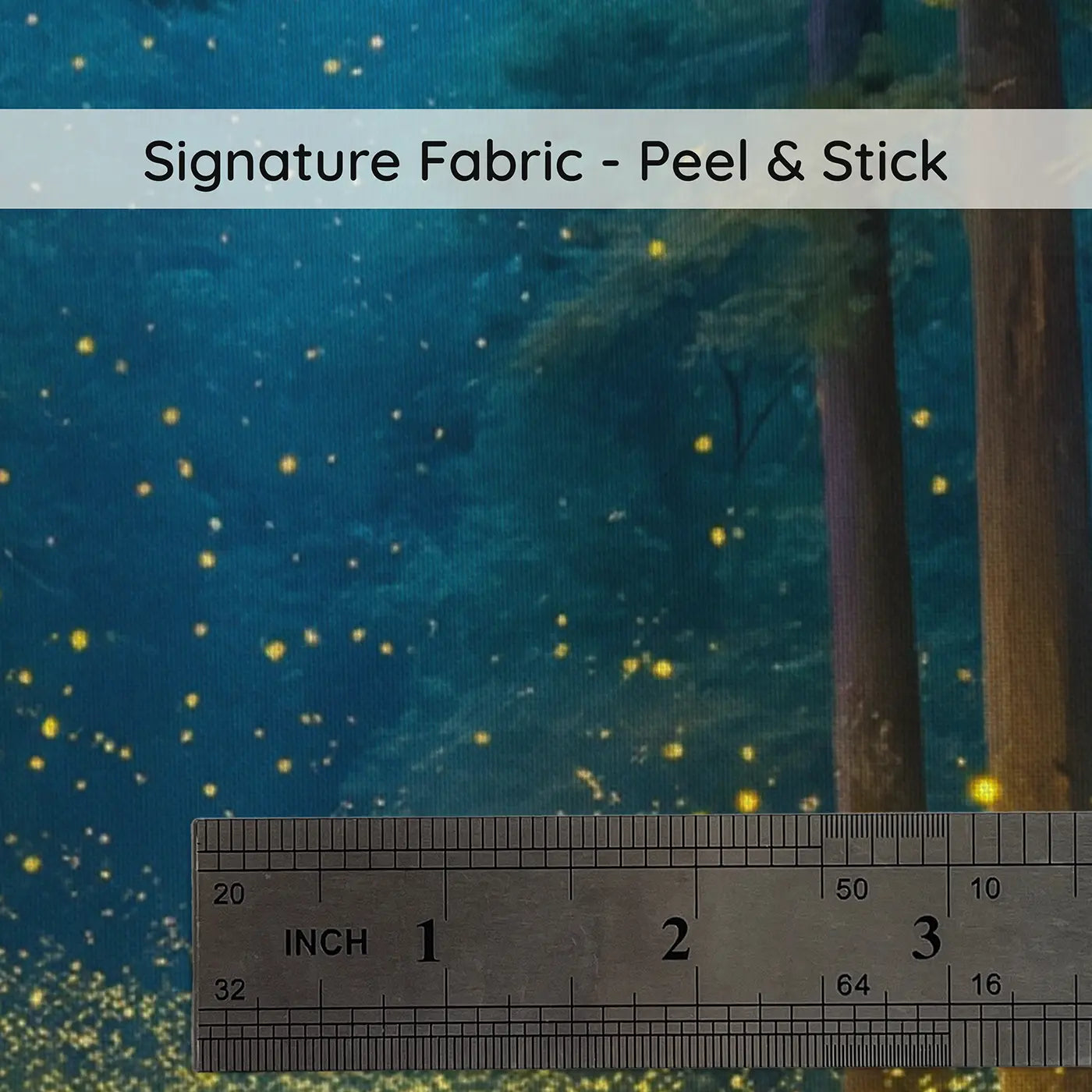 Fabric texture close-up of Firefly Forest Twilight Wallpaper Mural by Whimsy Tots