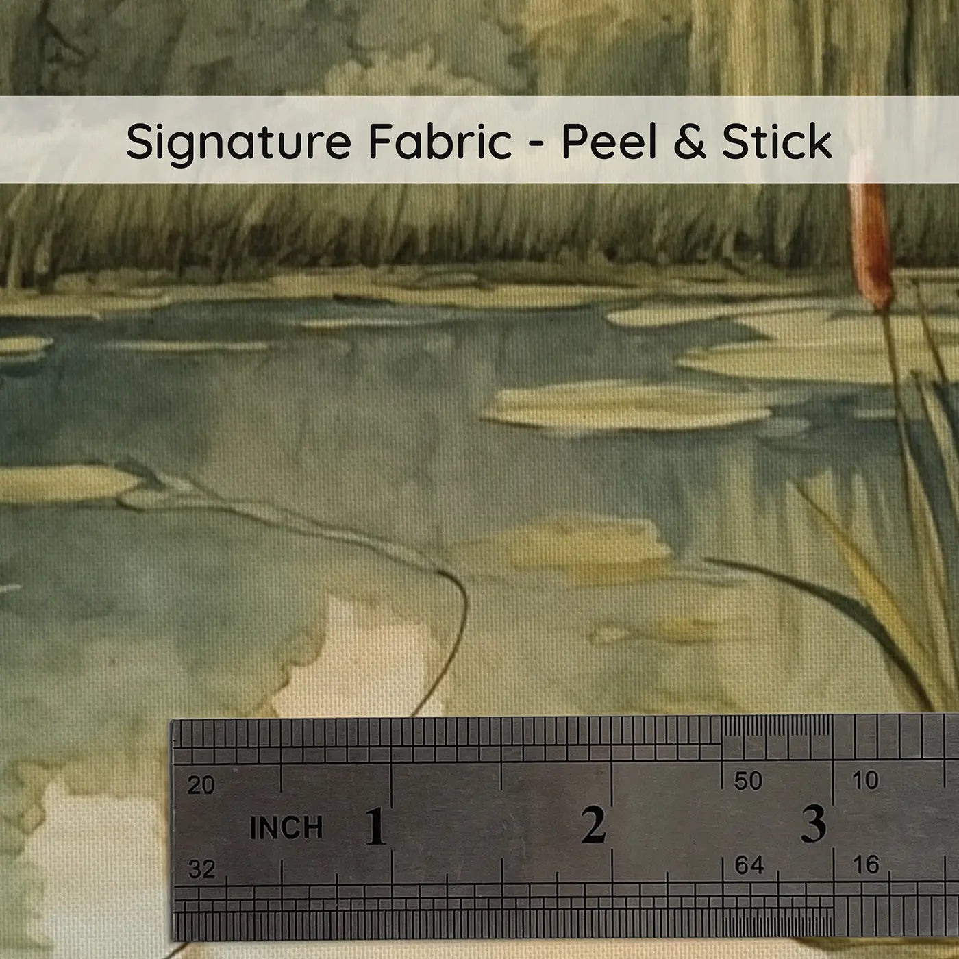 Fabric texture close-up of Forest Pond Fishing Wallpaper Mural by Whimsy Tots